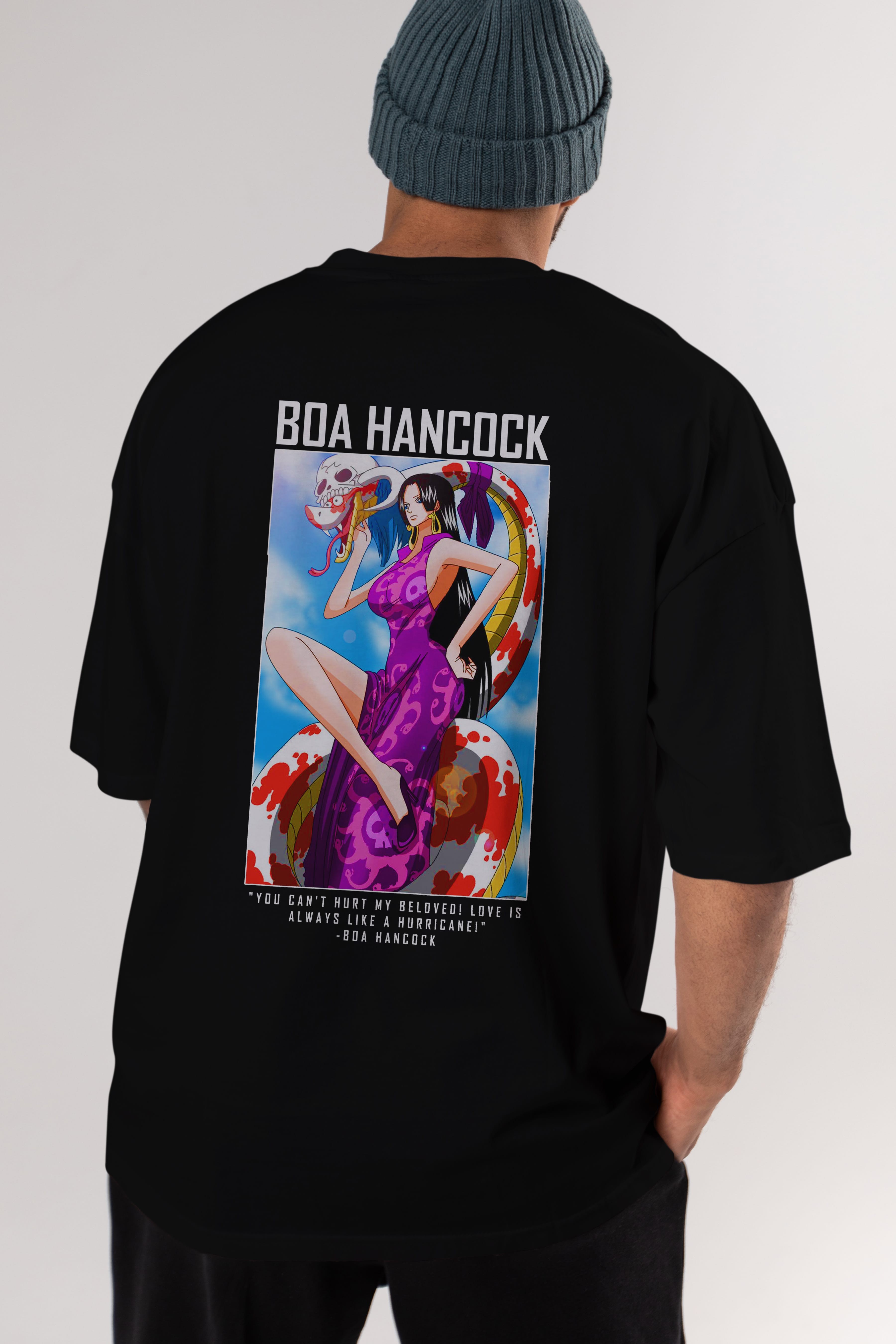 Boa Hancock Anime Arka Baskılı Oversize t-shirt Erkek Kadın Unisex %100 pamuk tişort