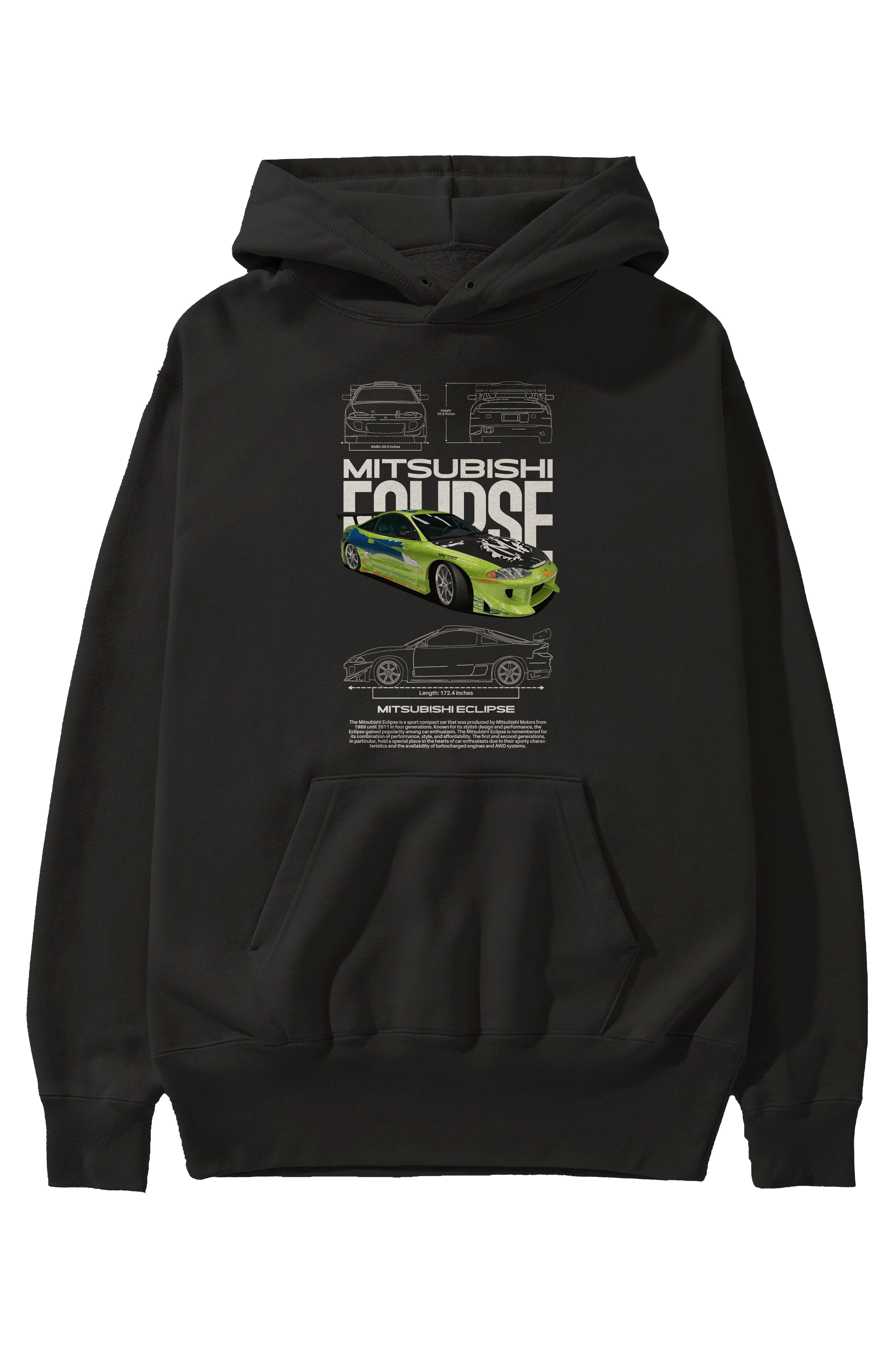 mitsubishi eclipse Ön Baskılı Hoodie Oversize Kapüşonlu Sweatshirt Erkek Kadın Unisex