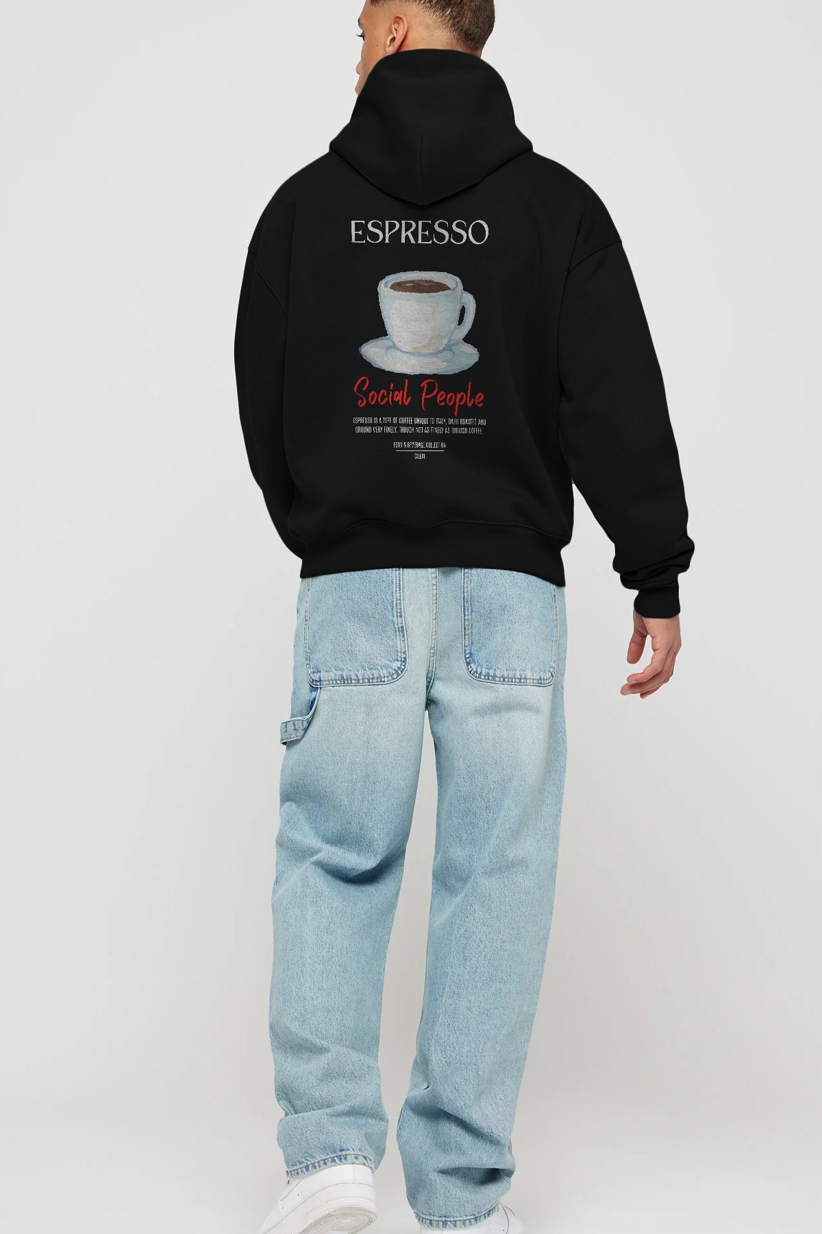 Espresso Kokteyl Arka Baskılı Hoodie Oversize Kapüşonlu Sweatshirt Erkek Kadın