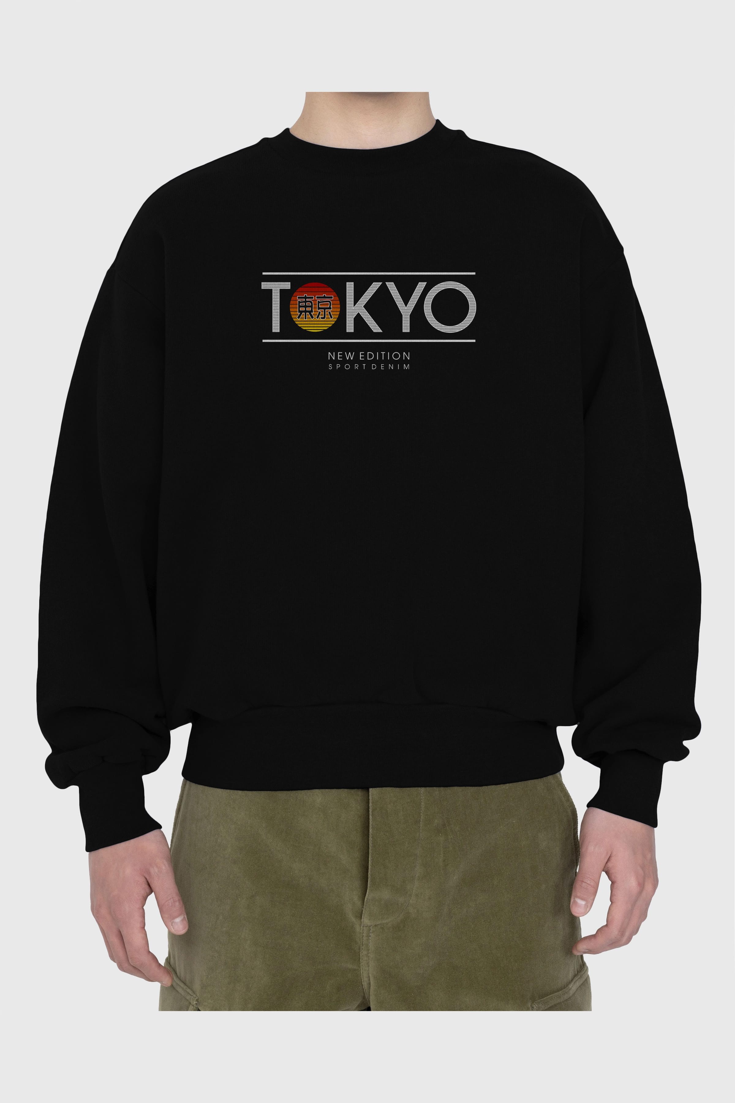 Tokyo Sport Ön Baskılı Oversize Sweatshirt Erkek Kadın Unisex