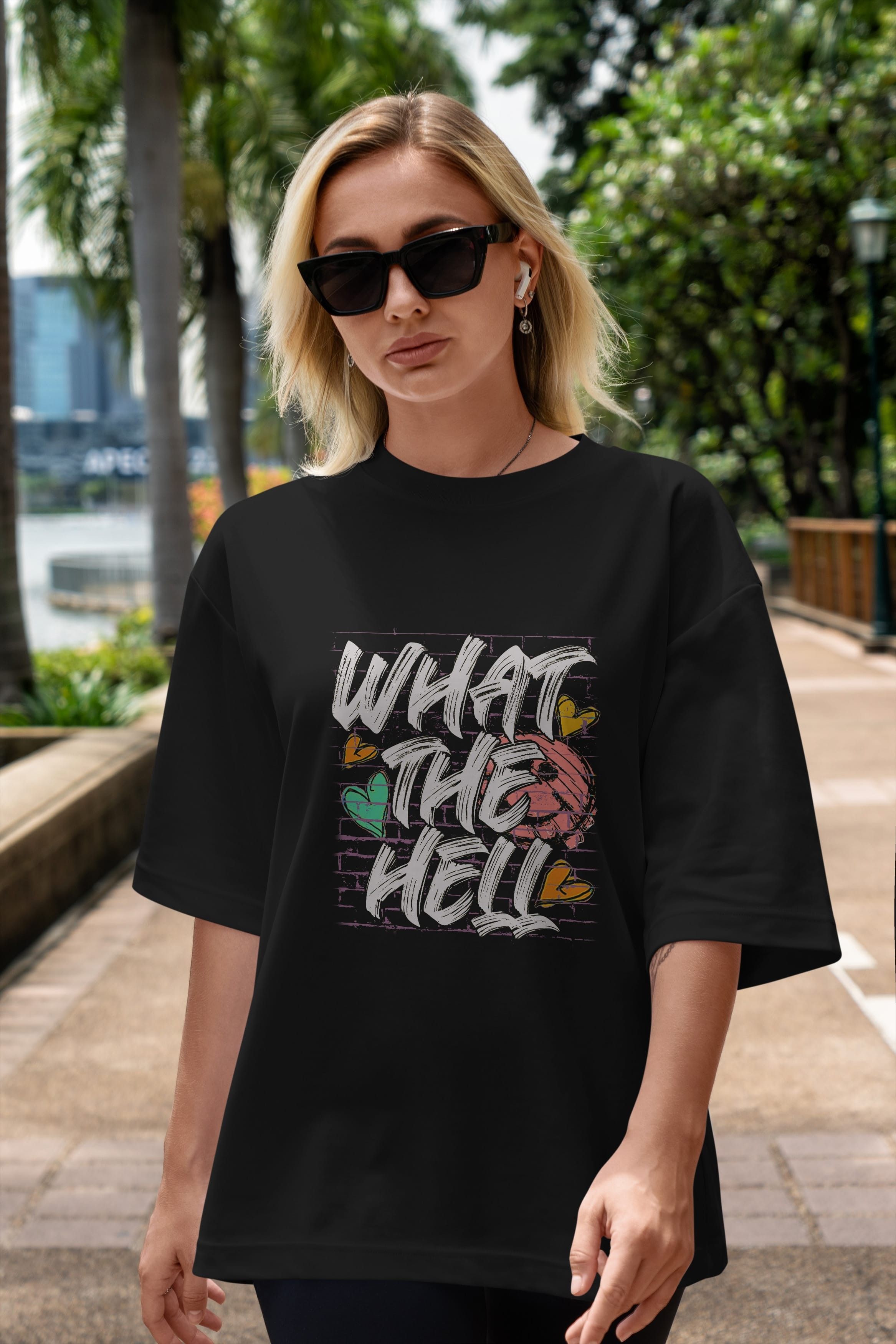 What The Hell Ön Baskılı Oversize t-shirt Erkek Kadın Unisex