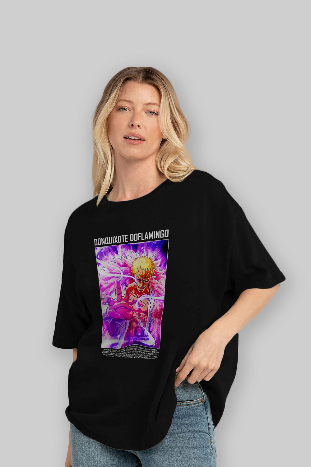 Doflamingo Anime Ön Baskılı Oversize t-shirt Erkek Kadın Unisex