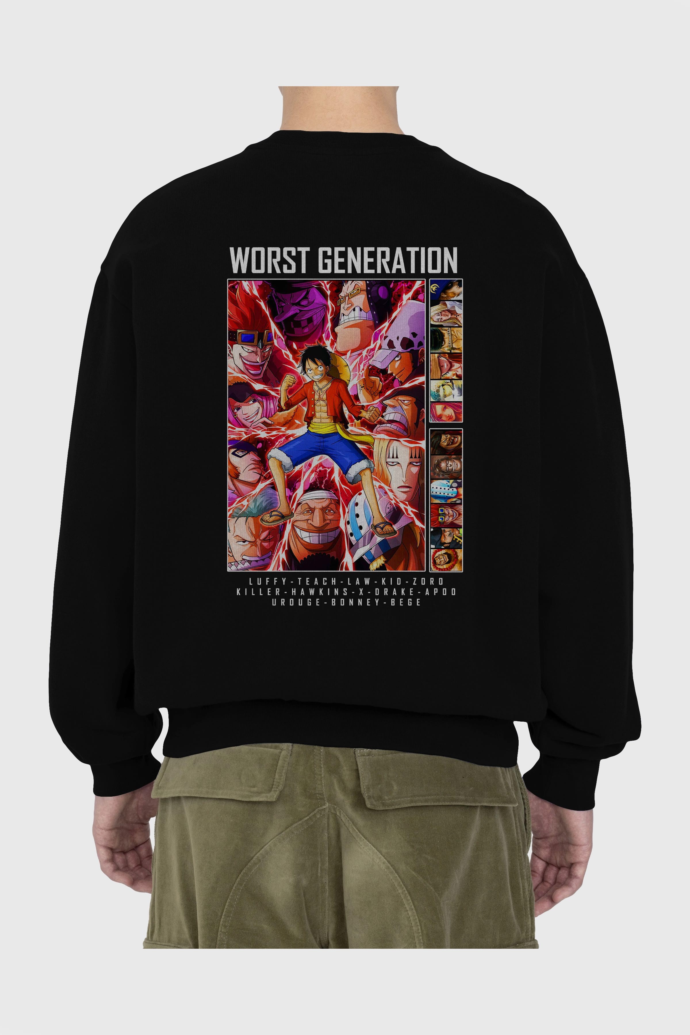 Worst Generation Arka Baskılı Anime Oversize Sweatshirt Erkek Kadın Unisex