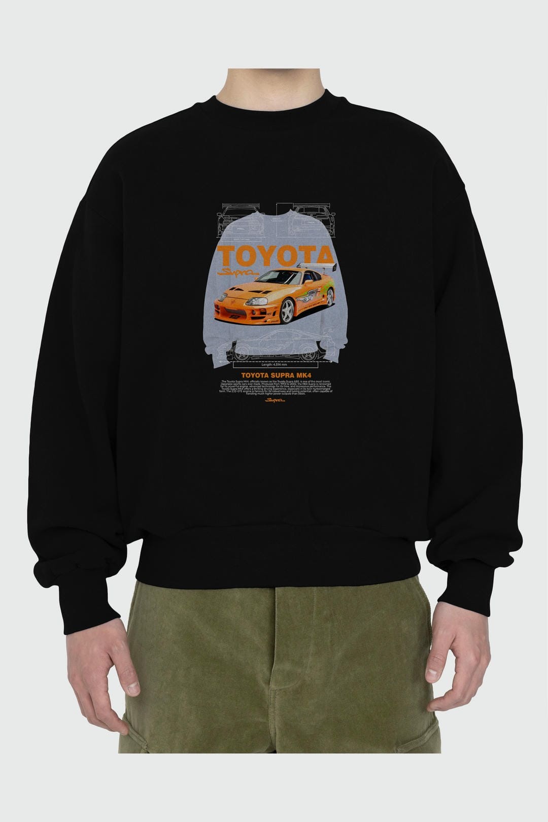 toyota supra mk4 fast and furious Ön Baskılı Anime Oversize Sweatshirt Erkek Kadın Unisex