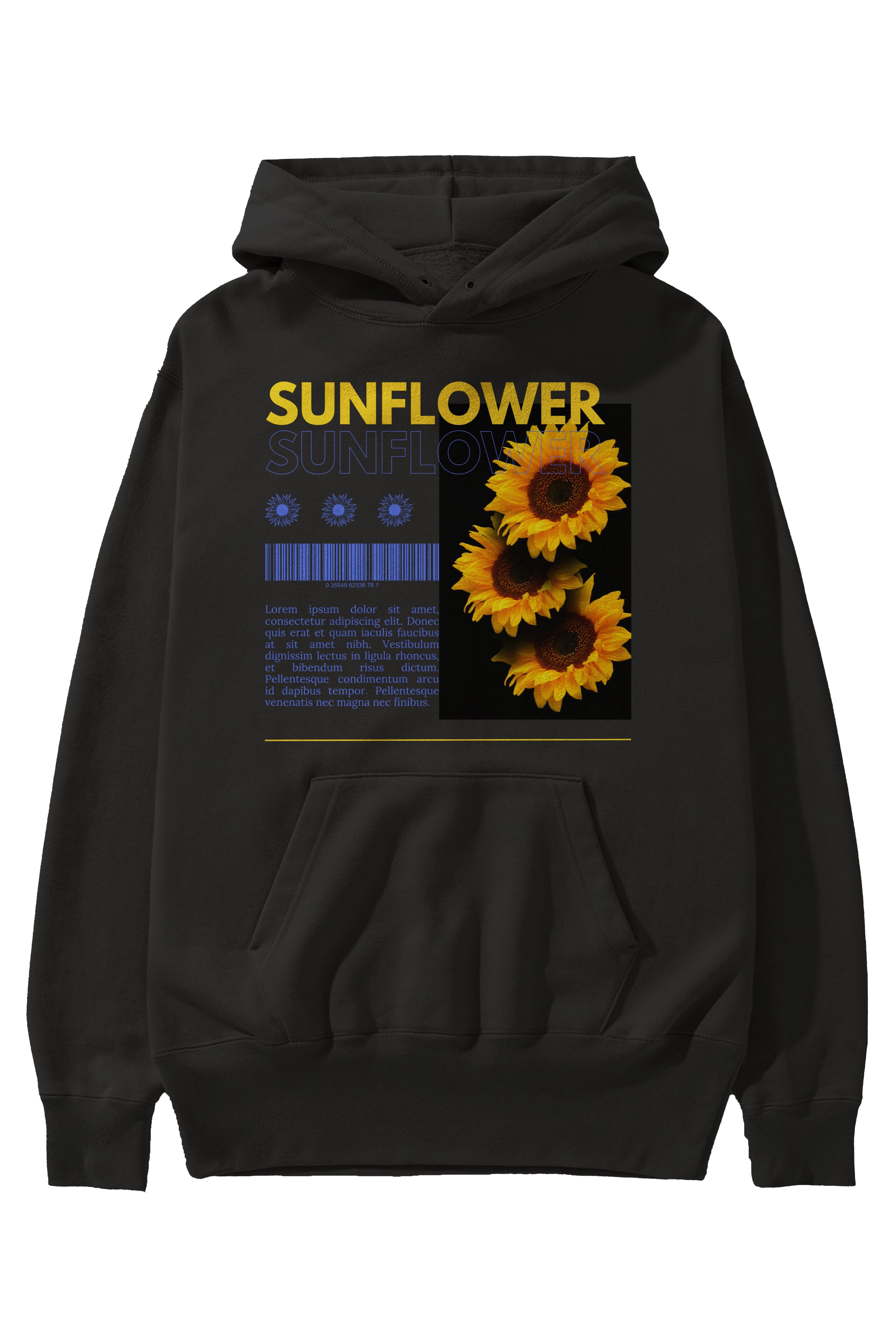 Sunflower Ön Baskılı Oversize Hoodie Kapüşonlu Sweatshirt Erkek Kadın Unisex