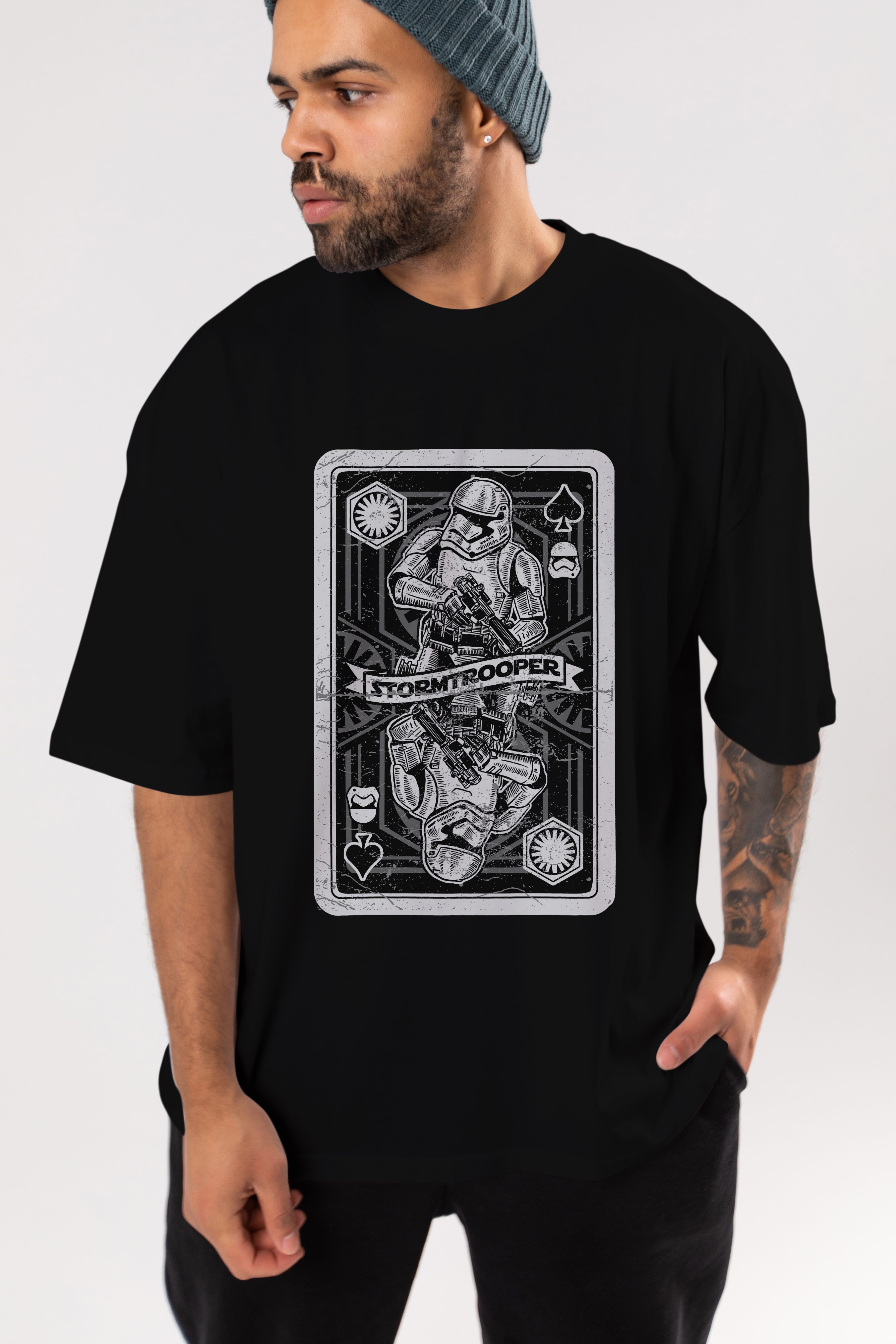 Stormtrooper Playing Card Ön Baskılı Oversize t-shirt Erkek Kadın Unisex %100 Pamuk tişort