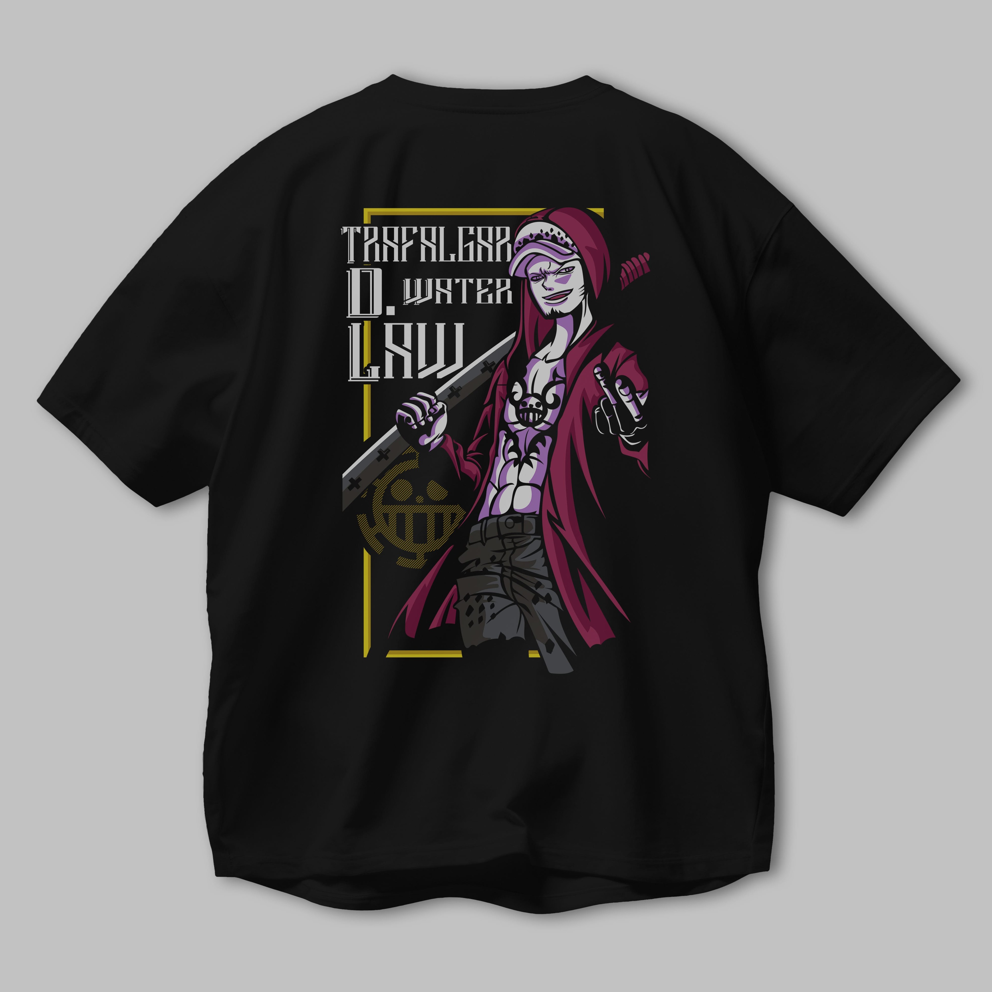 Trafalgar D. Water Law Anime Arka Baskılı Oversize t-shirt Erkek Kadın Unisex %100 pamuk tişort