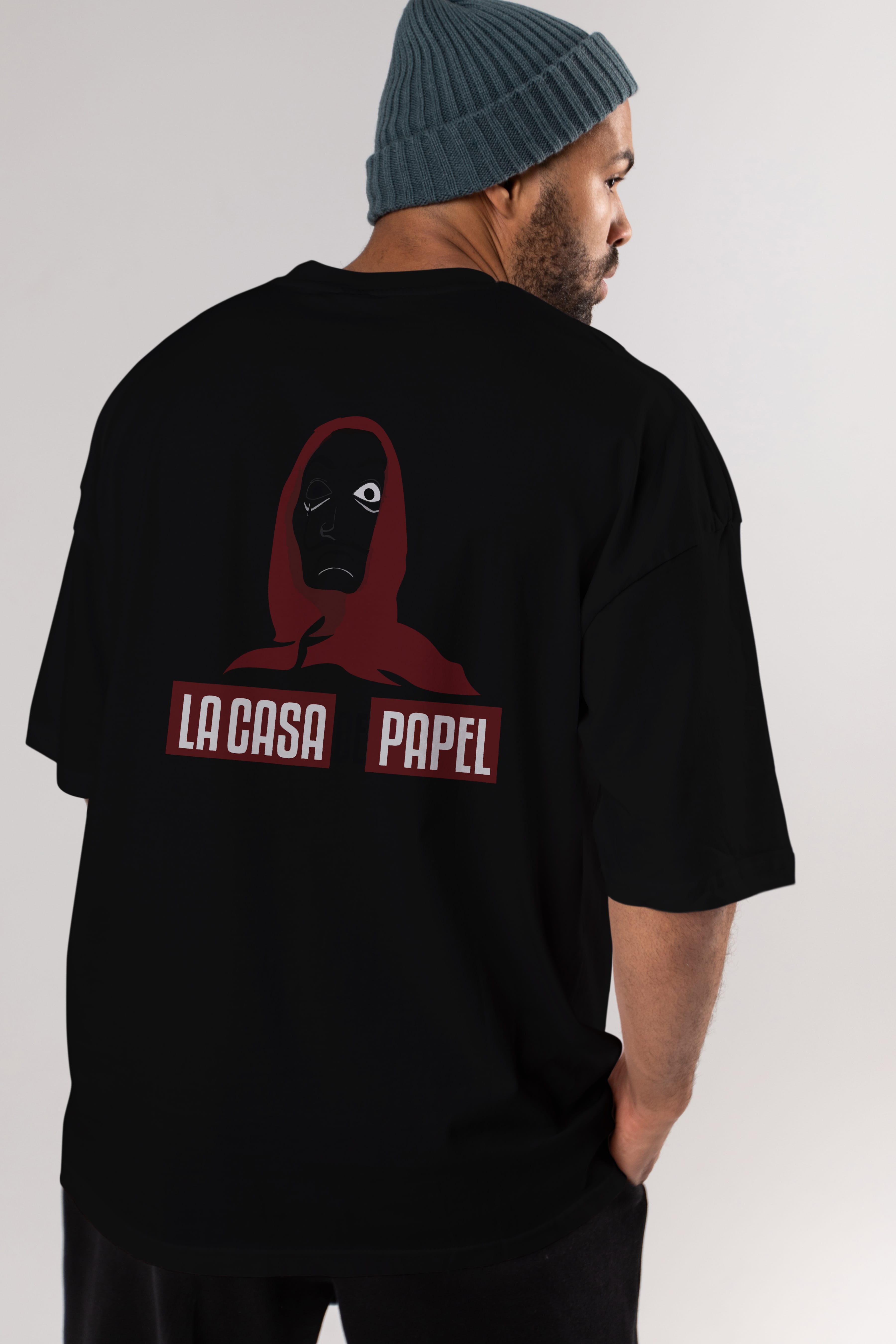 La Casa De Papel (1) Arka Baskılı Oversize t-shirt Erkek Kadın Unisex %100 Pamuk Bisiklet Yaka tişort