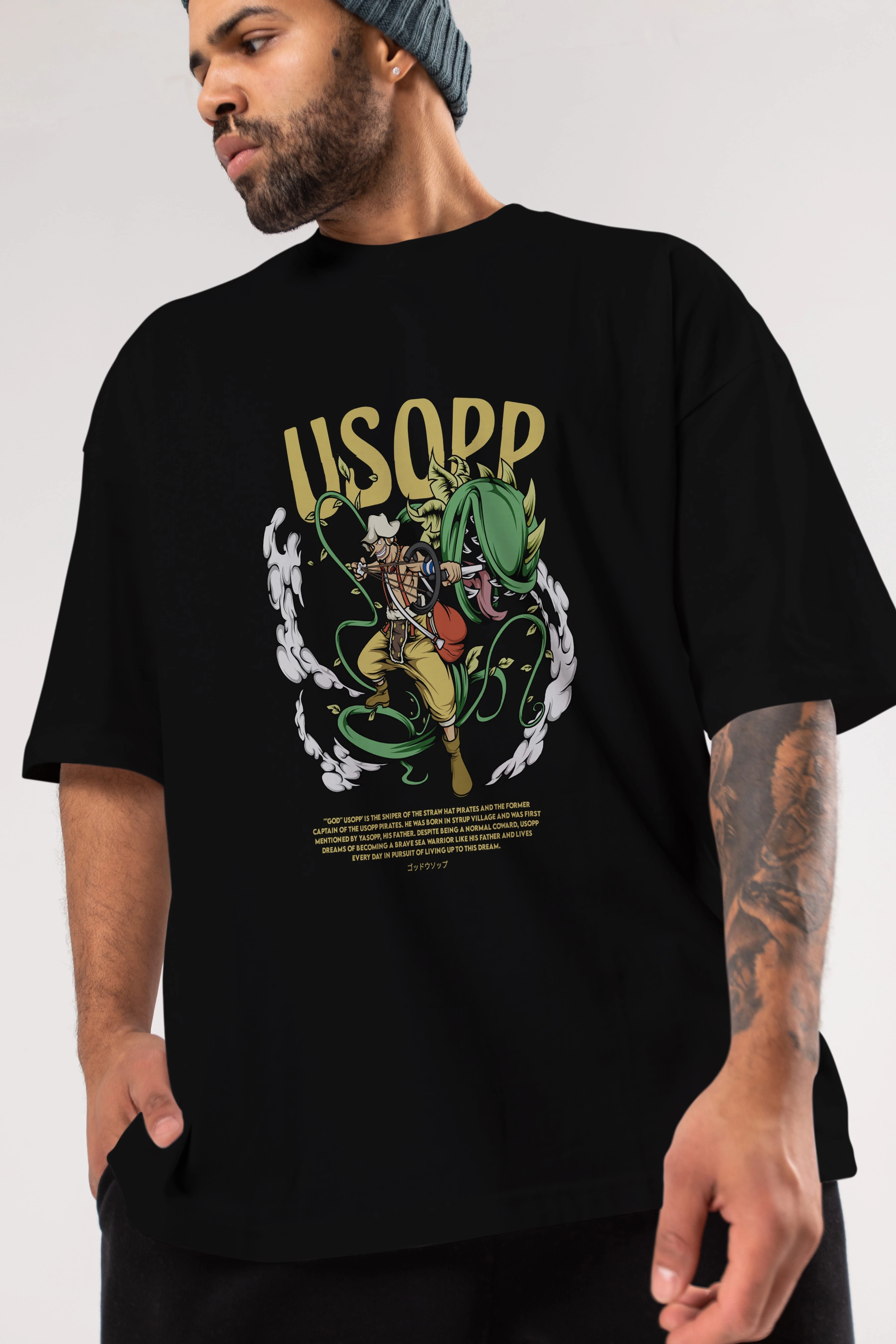 Usopp Anime Ön Baskılı Oversize t-shirt %100 pamuk Erkek Kadın Unisex
