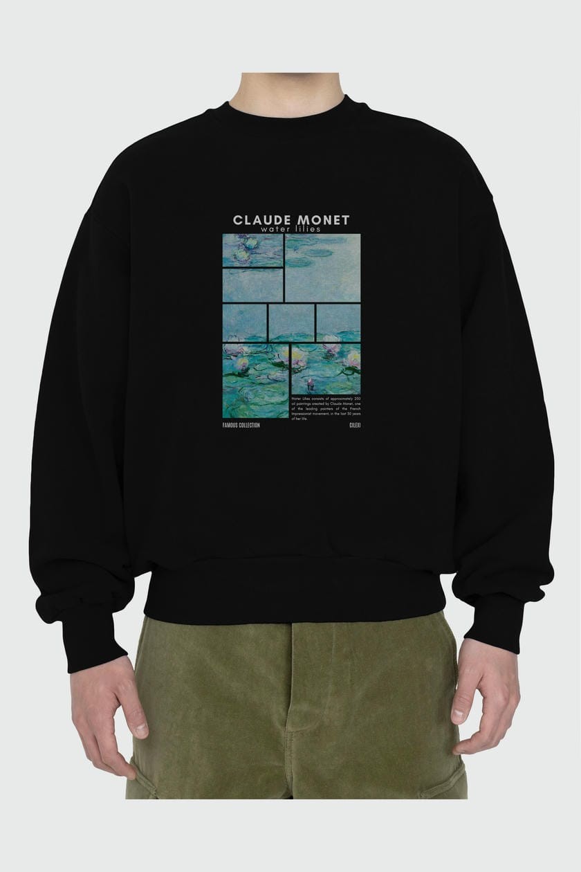 Claude Monet ön Baskılı Oversize Sweatshirt Erkek Kadın Unisex