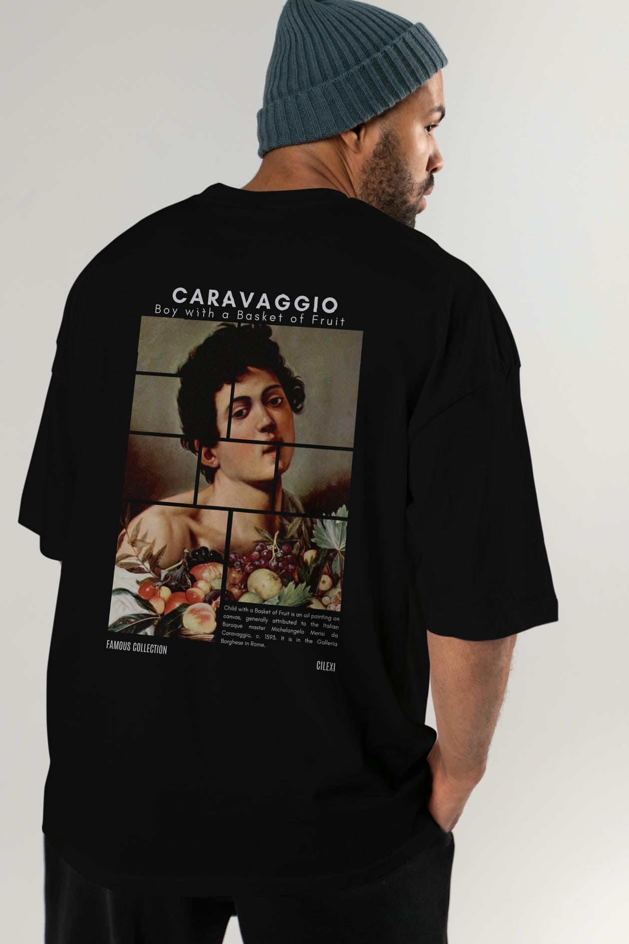 Caravaggio Boy Arka Baskılı Oversize t-shirt Erkek Kadın Bisiklet Yaka Pamuk tişort