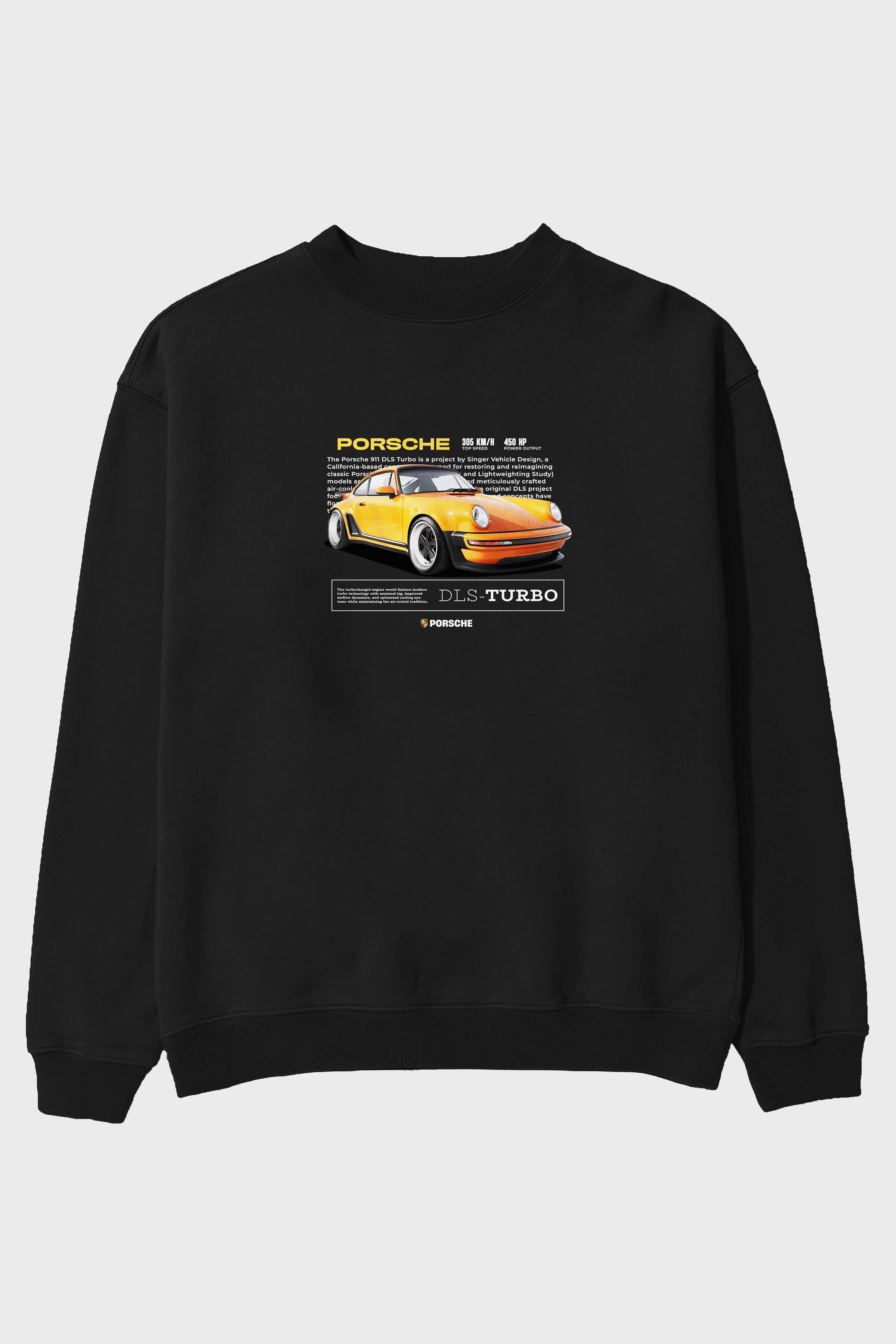 PORSCHE DLS-TURBO Ön Baskılı Anime Oversize Sweatshirt Erkek Kadın Unisex