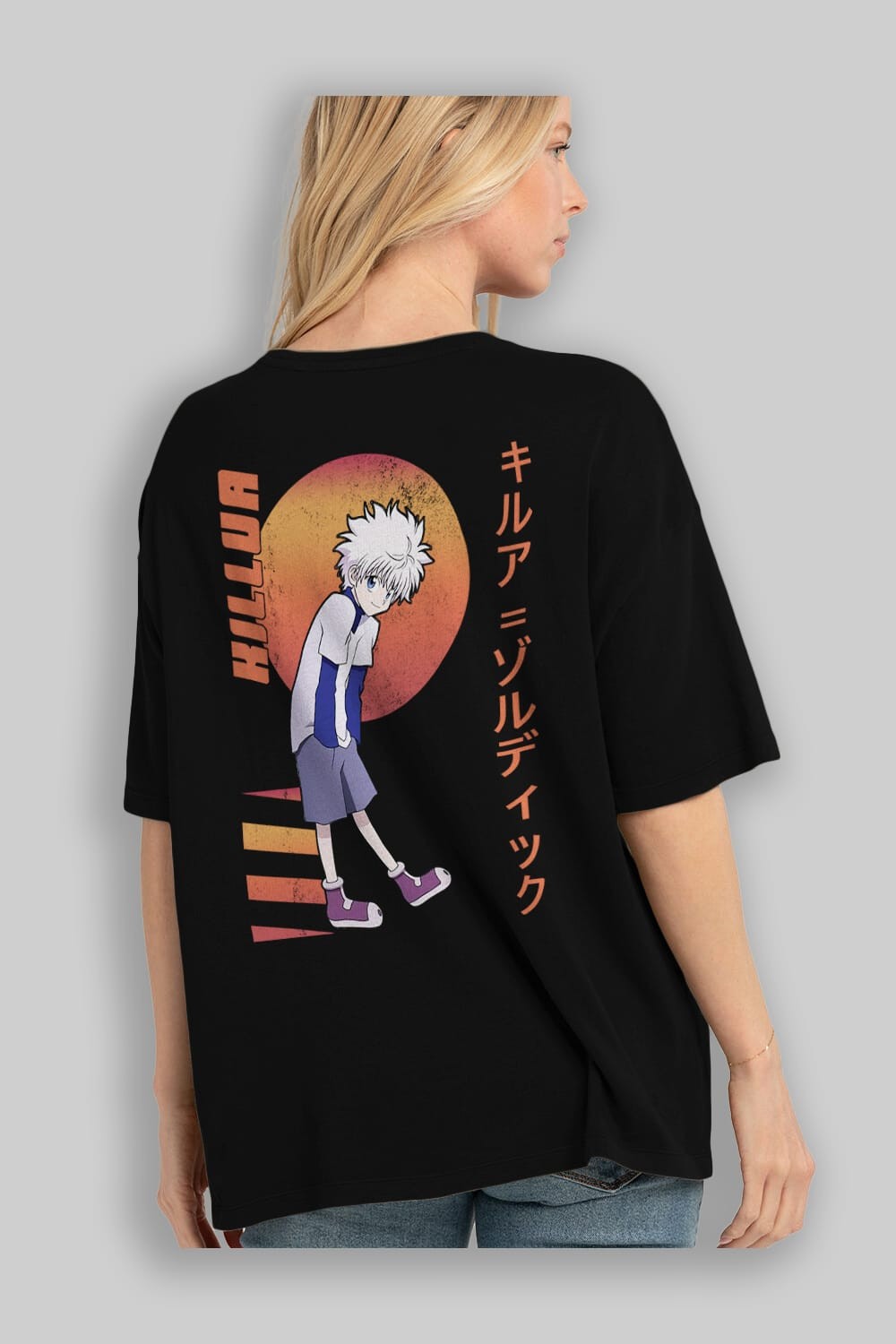 Killua Zoldyck 5 2 Anime Arka Baskılı Oversize t-shirt Erkek Kadın Unisex