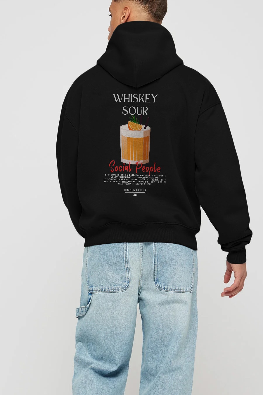 Whiskey Sour Kokteyl Arka Baskılı Hoodie Oversize Kapüşonlu Sweatshirt Erkek Kadın