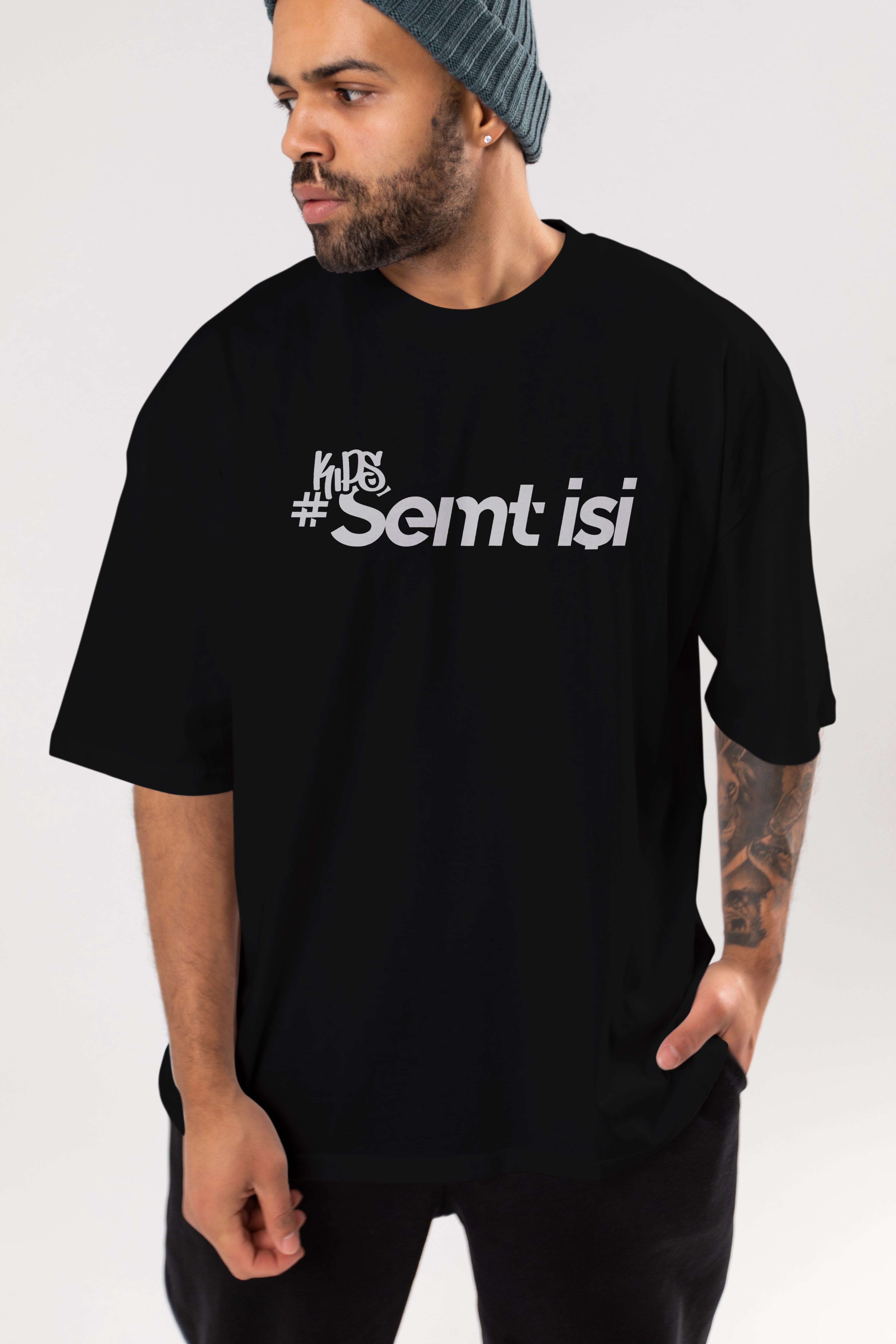 Semt İşi Ön Baskılı Oversize t-shirt %100 pamuk Erkek Kadın Unisex
