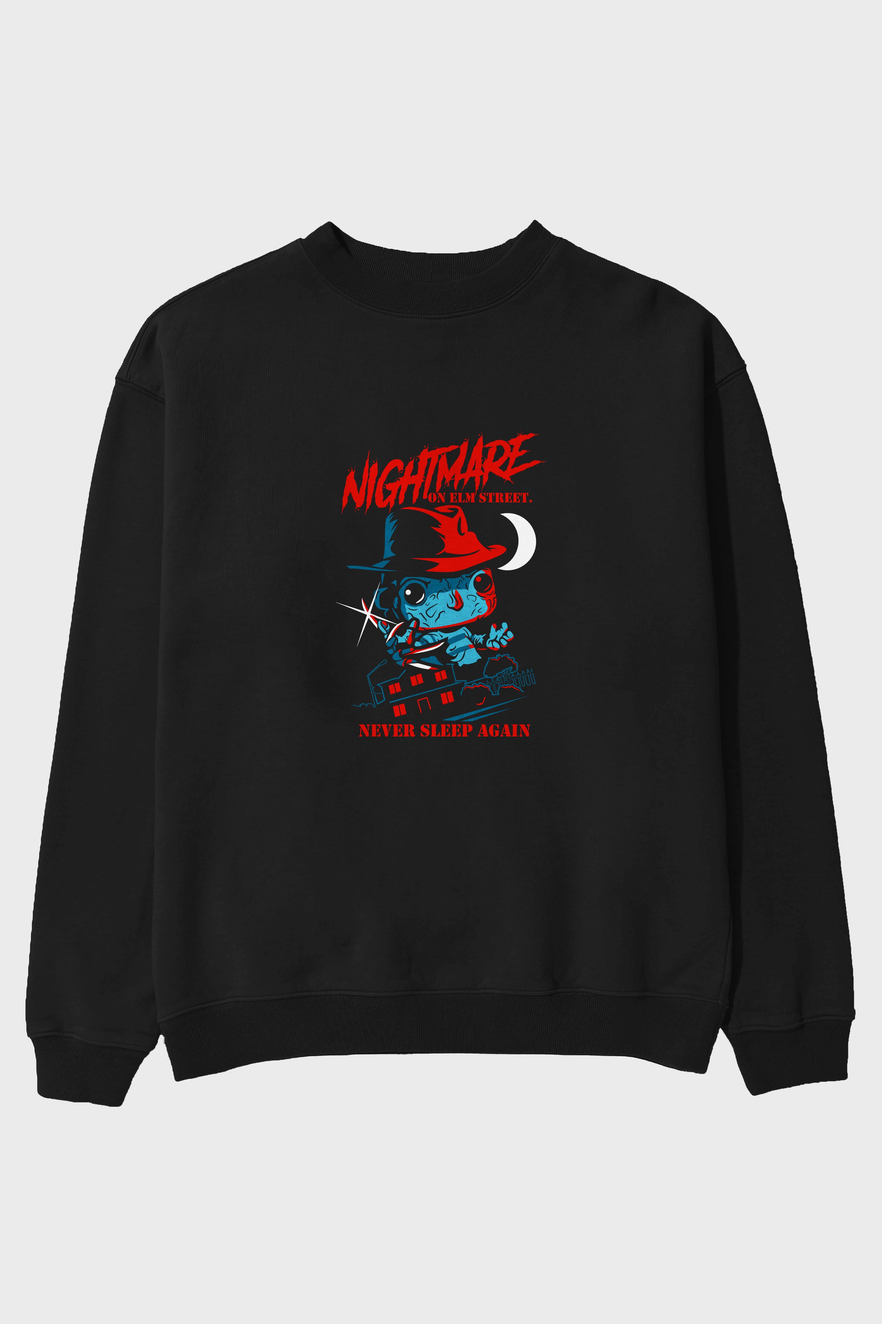 Nightmare Elm Sokağı Ön Baskılı Oversize Sweatshirt Erkek Kadın Unisex