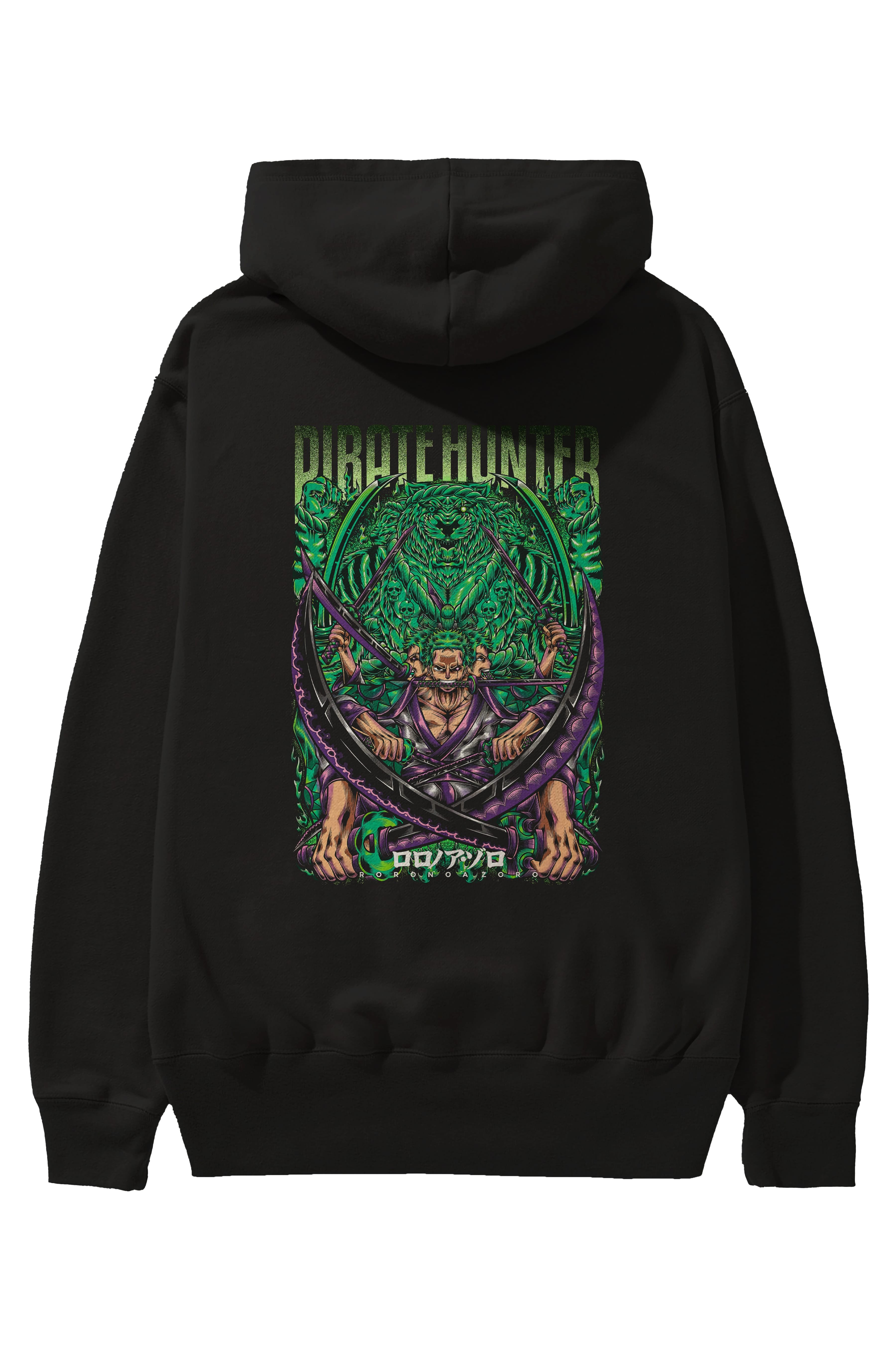 RORONOA ZORO 3 Anime Arka Baskılı Hoodie Oversize Kapüşonlu Sweatshirt Erkek Kadın Unisex