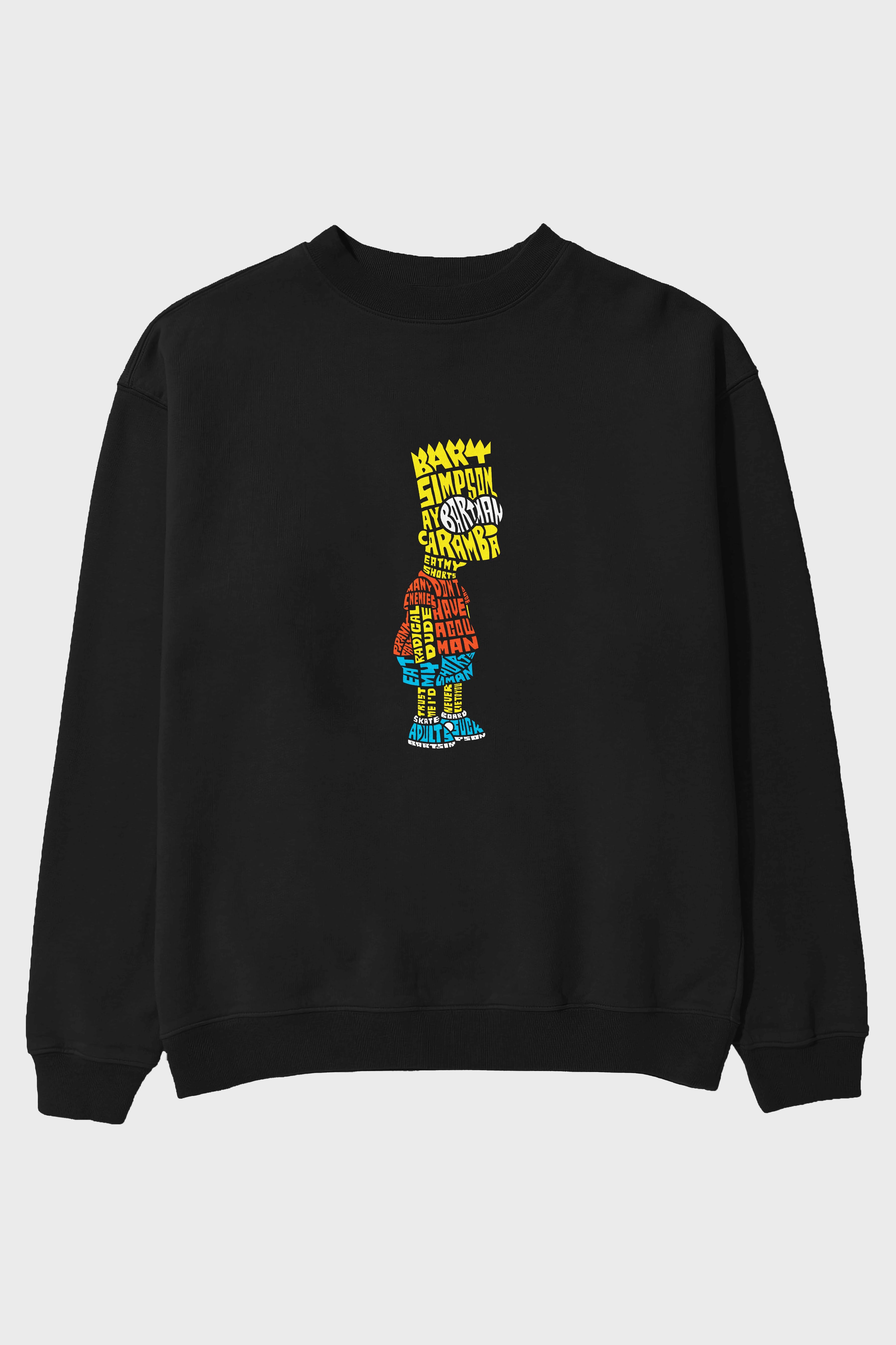 Bart Simpson Ön Baskılı Oversize Sweatshirt Erkek Kadın Unisex