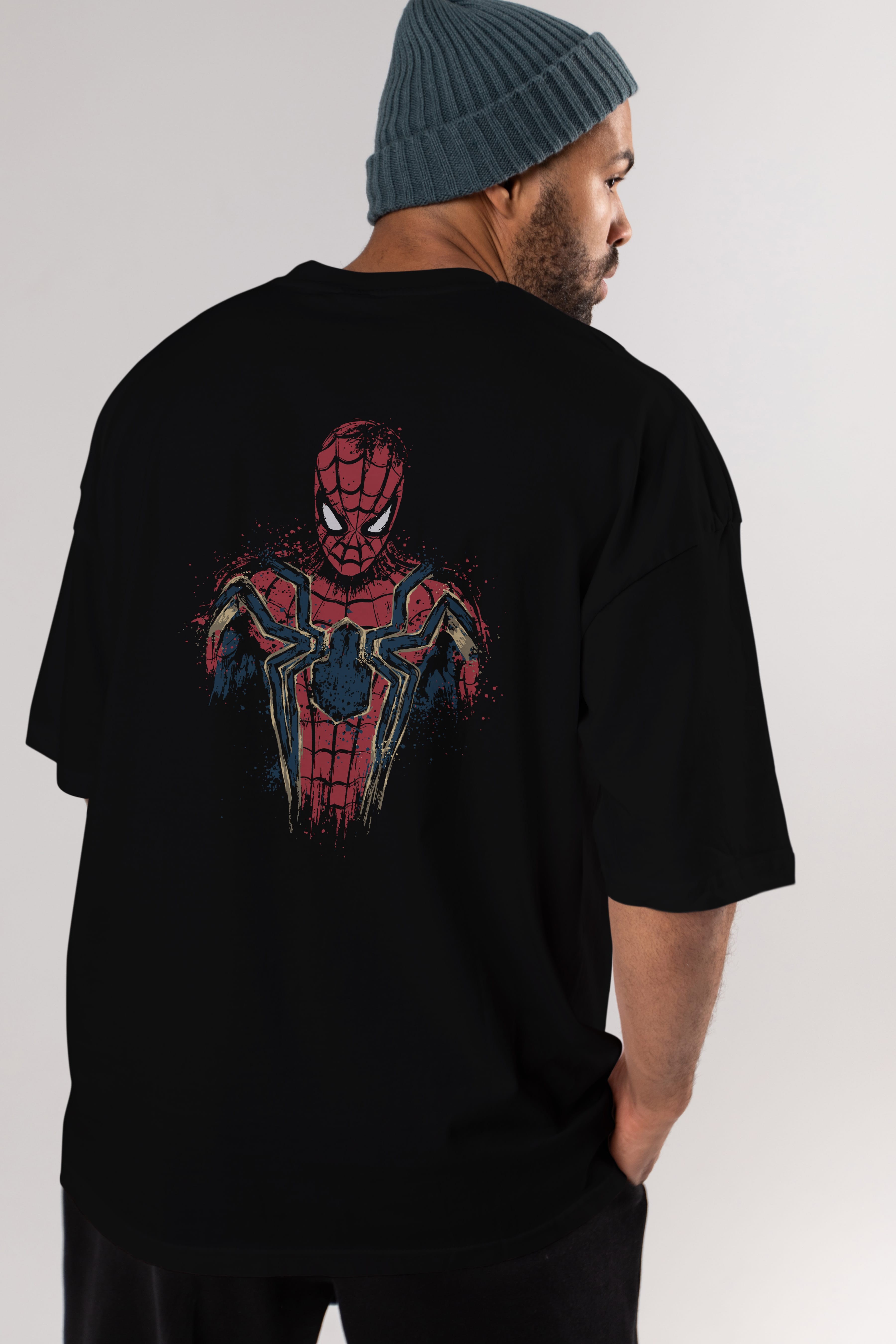 Spiderman (9) Arka Baskılı Oversize t-shirt Erkek Kadın Unisex %100 Pamuk Bisiklet Yaka tişort