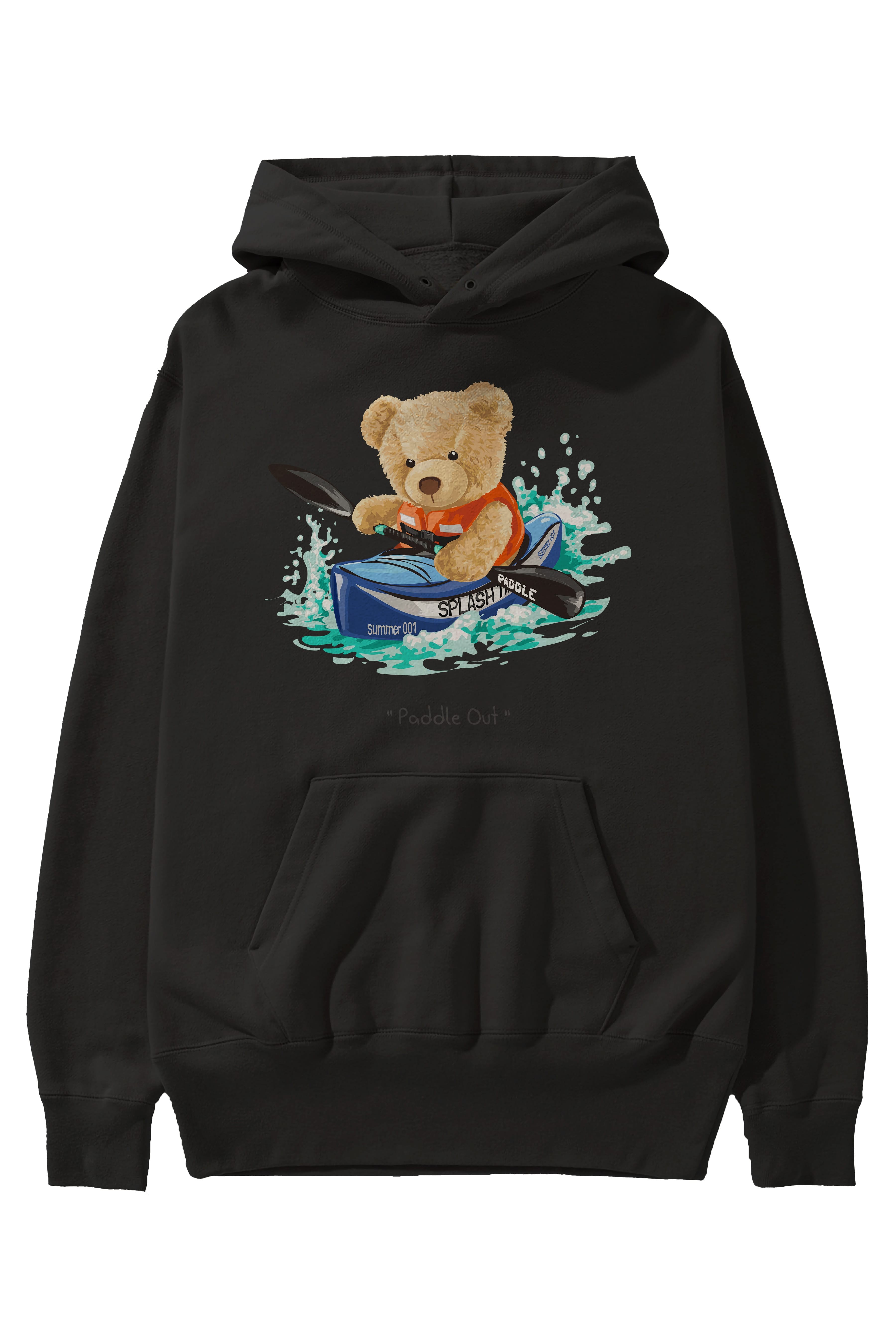 Teddy Bear Paddle Out Ön Baskılı Hoodie Oversize Kapüşonlu Sweatshirt Erkek Kadın Unisex