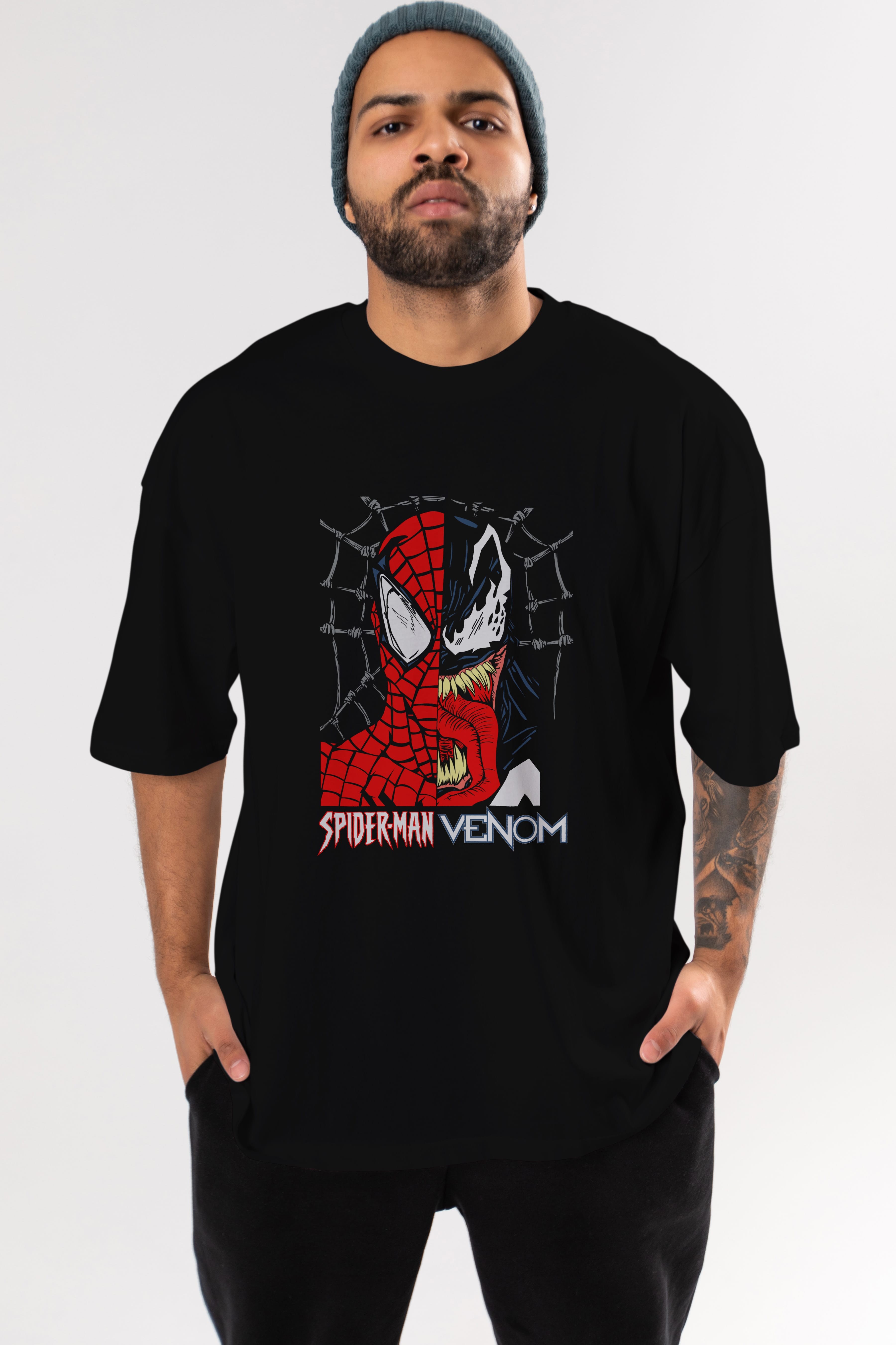 Spiderman Venom Ön Baskılı Oversize t-shirt Erkek Kadın Unisex %100 Pamuk Bisiklet Yaka tişort