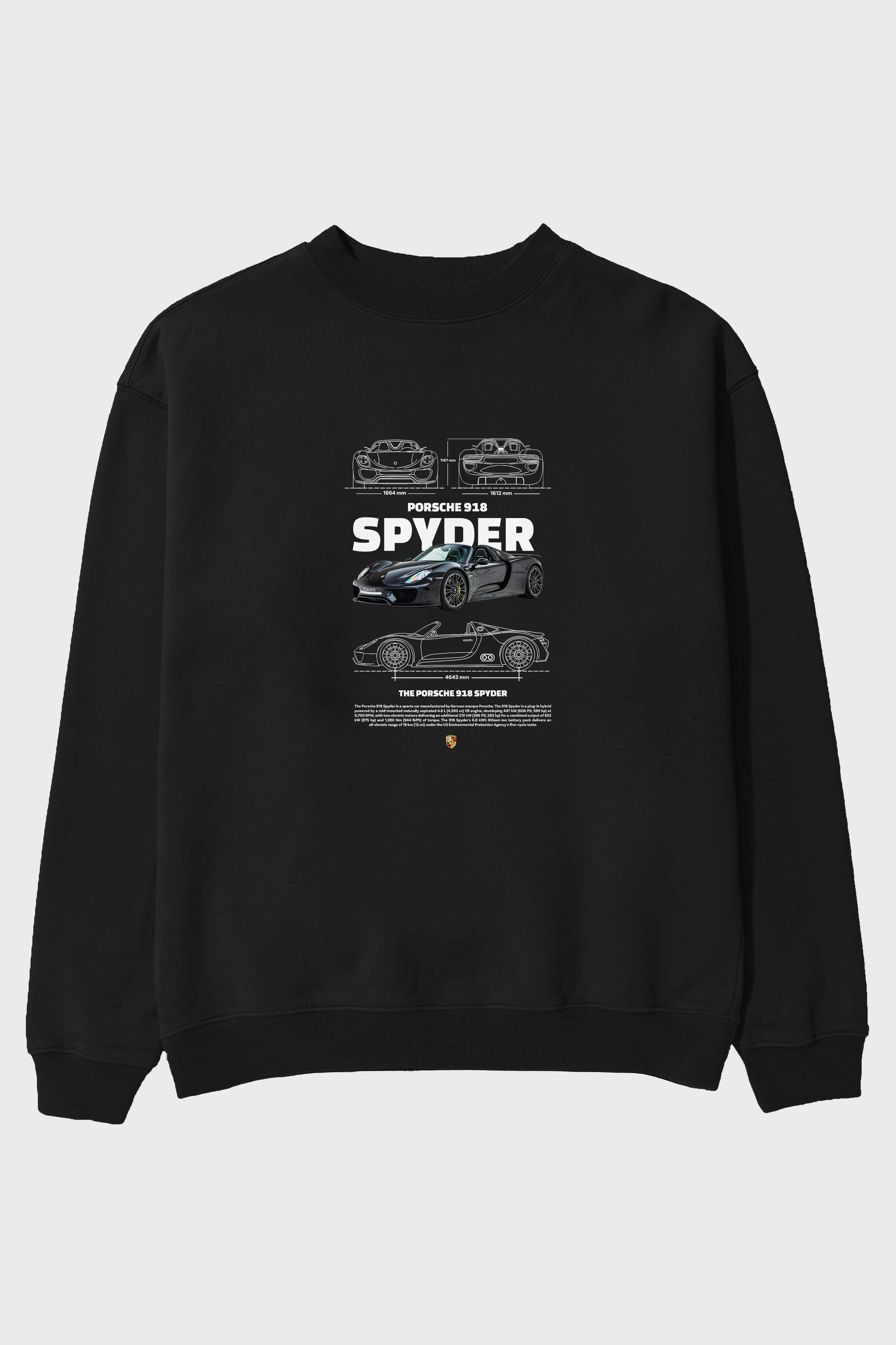 PORSCHE 918 SPYDER Ön Baskılı Anime Oversize Sweatshirt Erkek Kadın Unisex