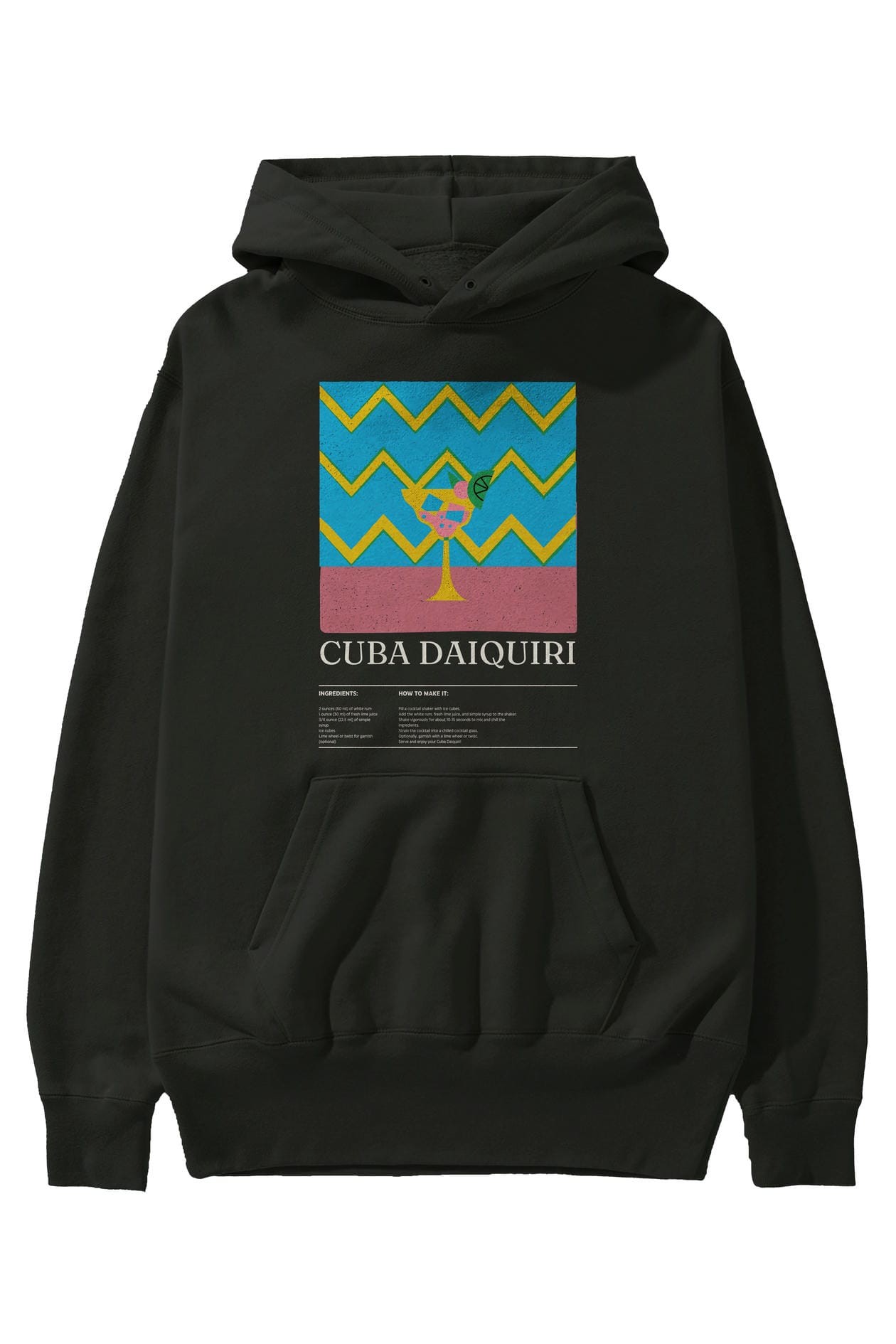 Cuba Daiquiri Kokteyl ön Baskılı Hoodie Oversize Kapüşonlu Sweatshirt Erkek Kadın