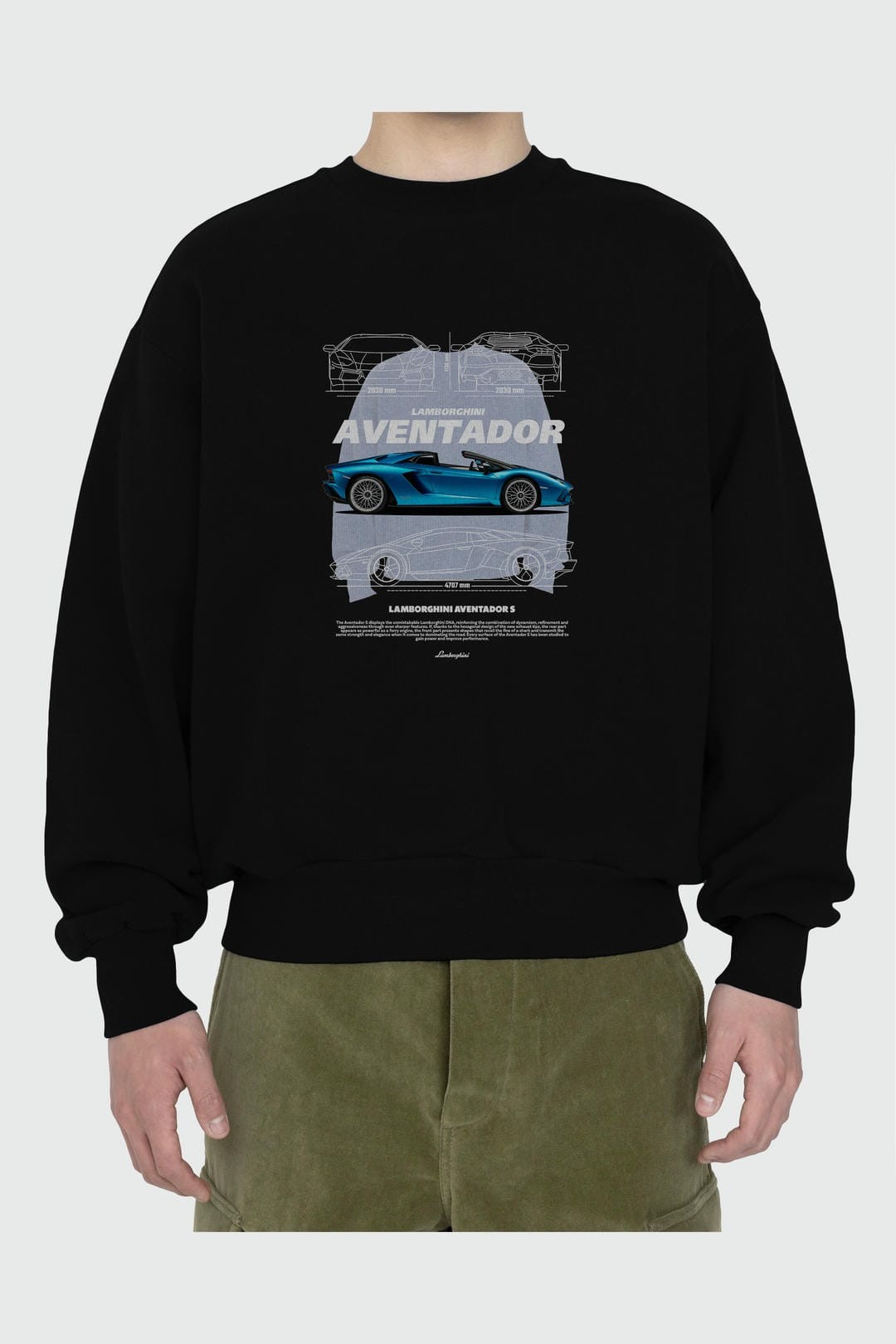 Lamborghini AVENTADOR S Ön Baskılı Anime Oversize Sweatshirt Erkek Kadın Unisex