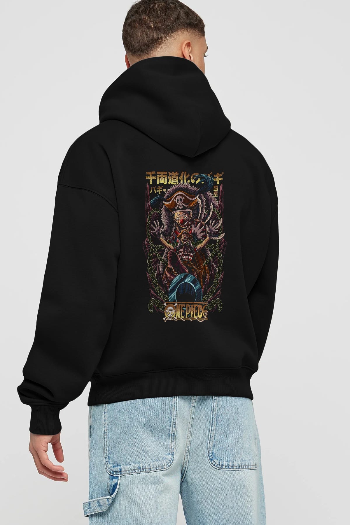 ONE PIECE (5) Anime Arka Baskılı Hoodie Oversize Kapüşonlu Sweatshirt Erkek Kadın Unisex