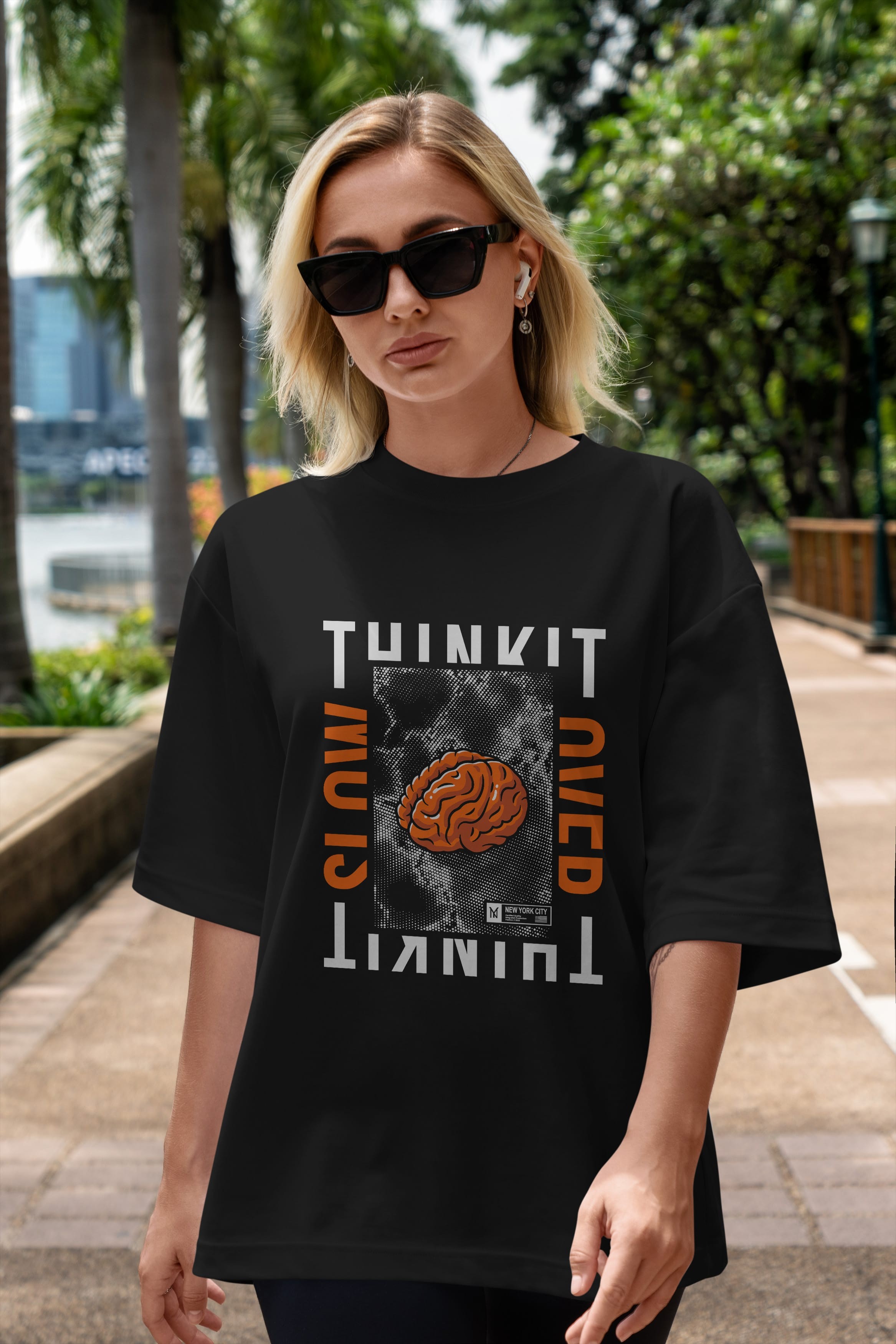 Think it Ön Baskılı Oversize t-shirt Erkek Kadın Unisex