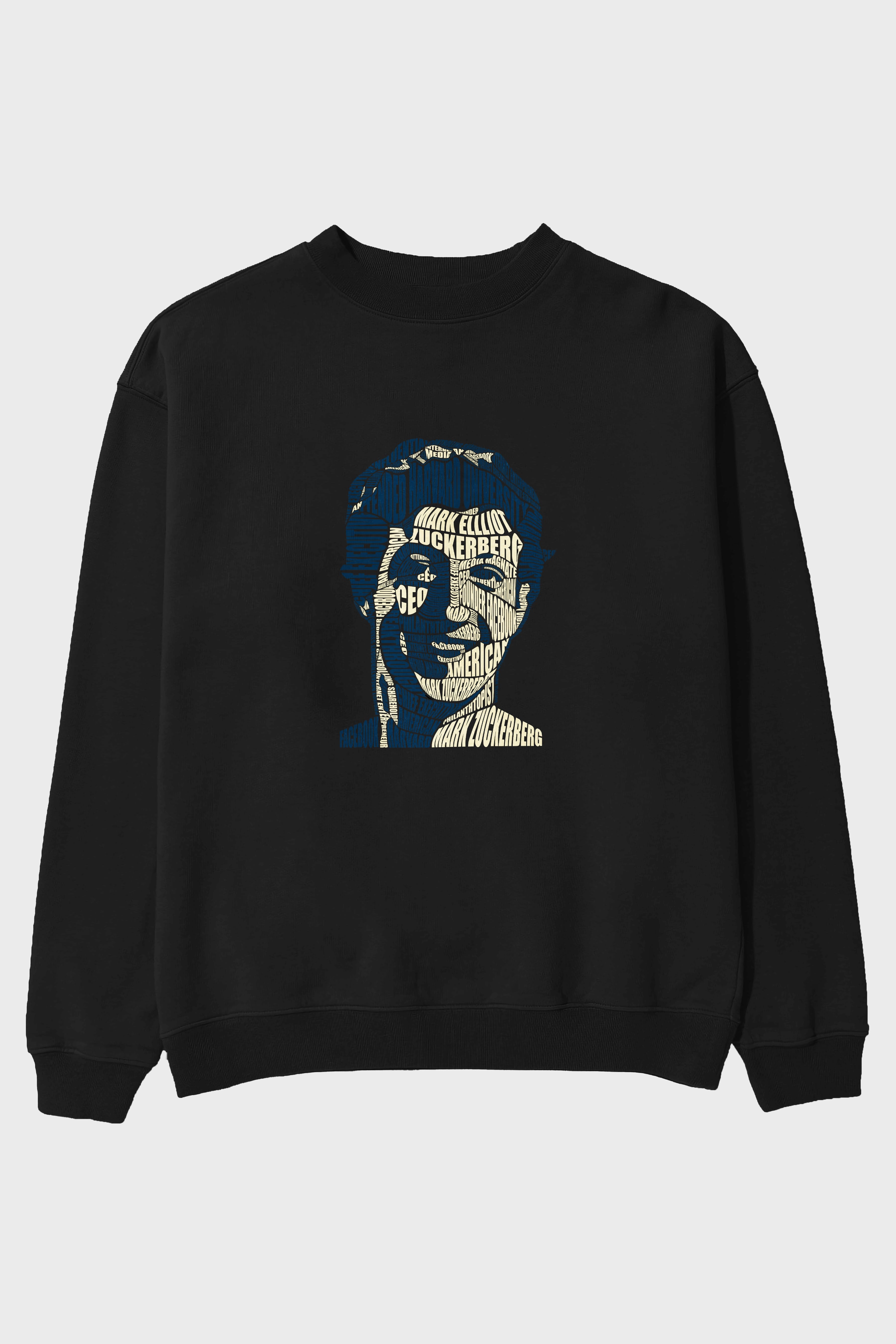 Mark Zuckerberg Calligram Ön Baskılı Oversize Sweatshirt Erkek Kadın Unisex