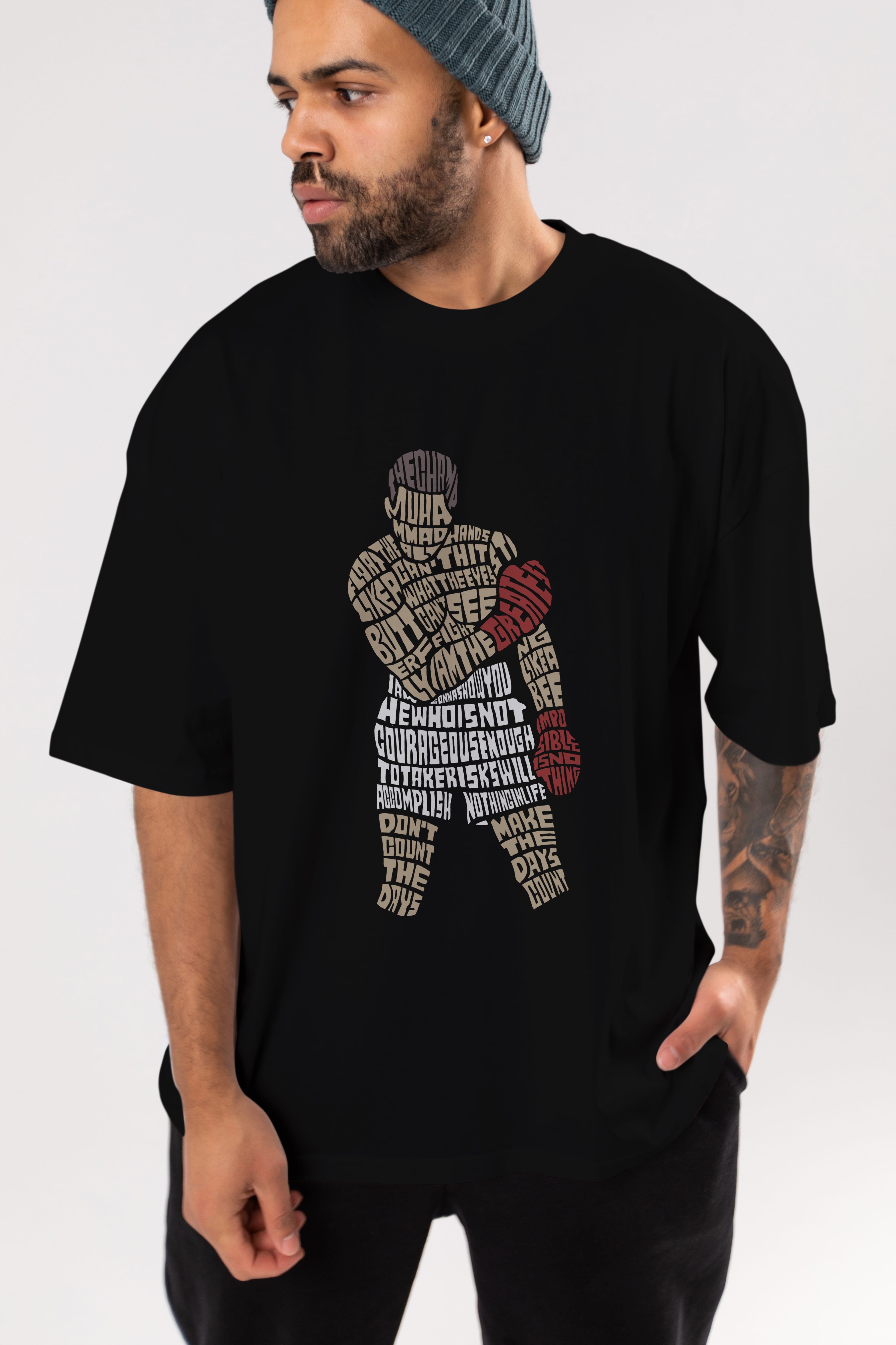 The Champ Muhammad Ali Ön Baskılı Oversize t-shirt %100 pamuk Erkek Kadın Unisex