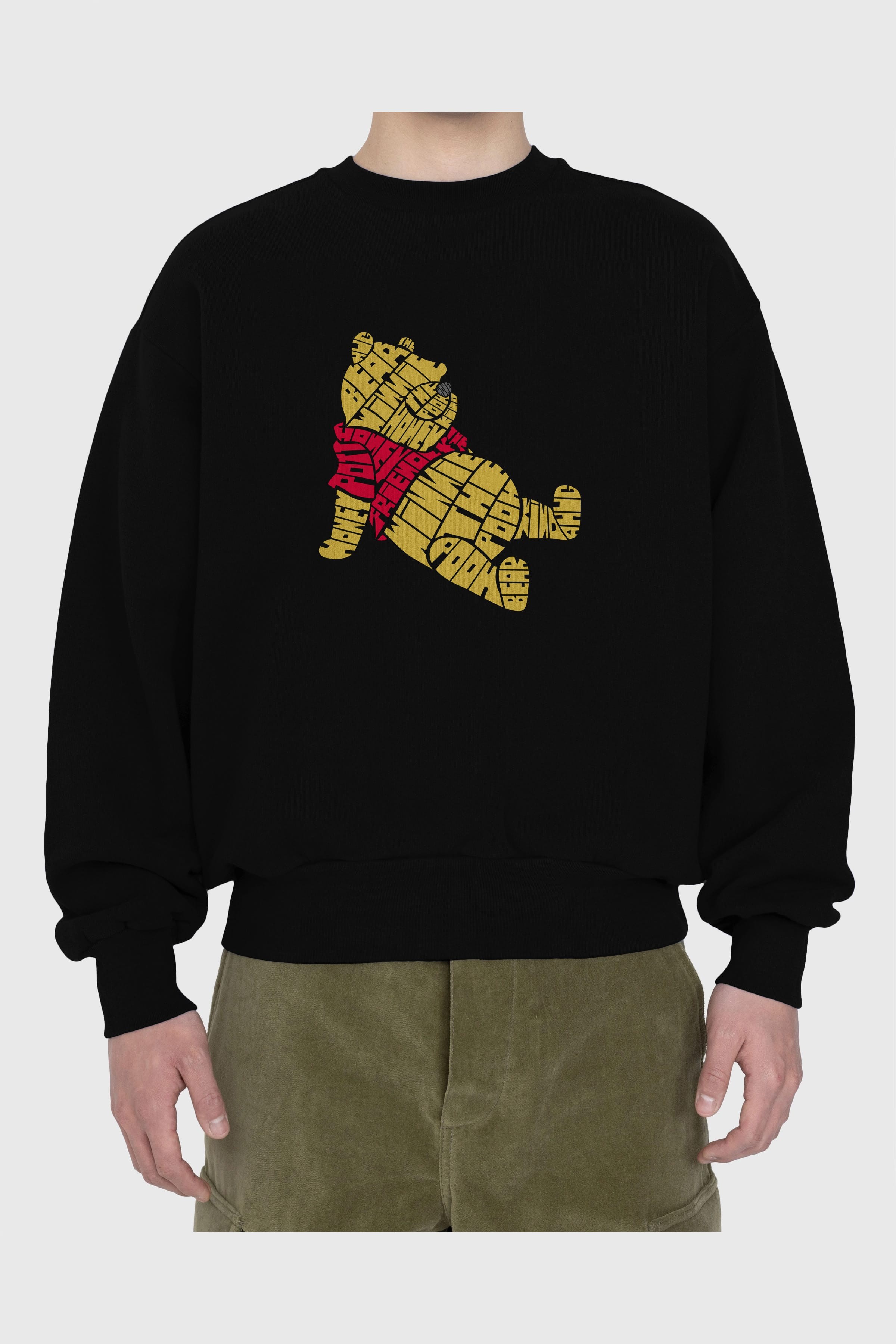 Winnie The Pooh Ön Baskılı Oversize Sweatshirt Erkek Kadın Unisex