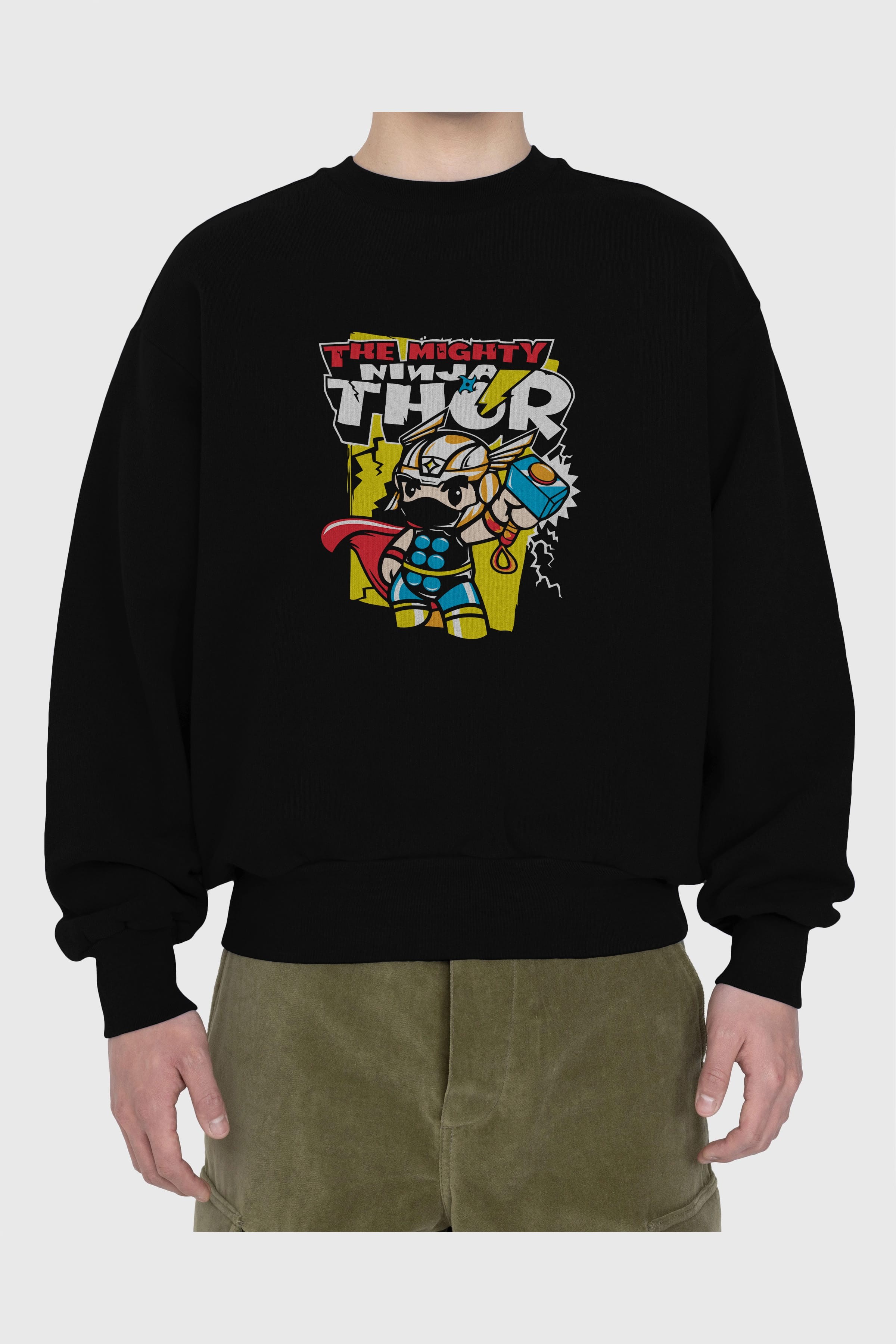 Ninja Thor Ön Baskılı Oversize Sweatshirt Erkek Kadın Unisex