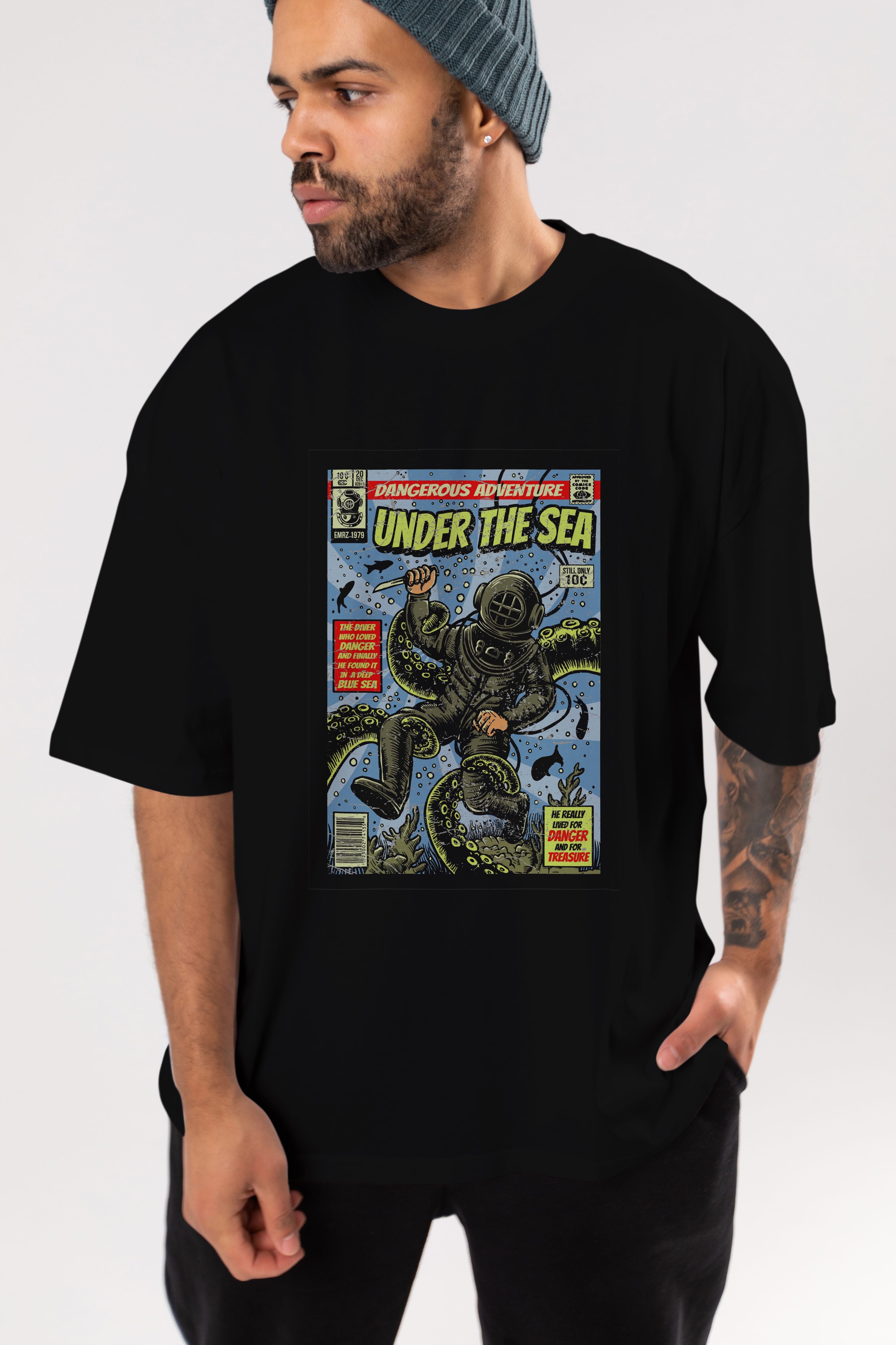 Under The Sea Ön Baskılı Oversize t-shirt Erkek Kadın Unisex %100 Pamuk tişort