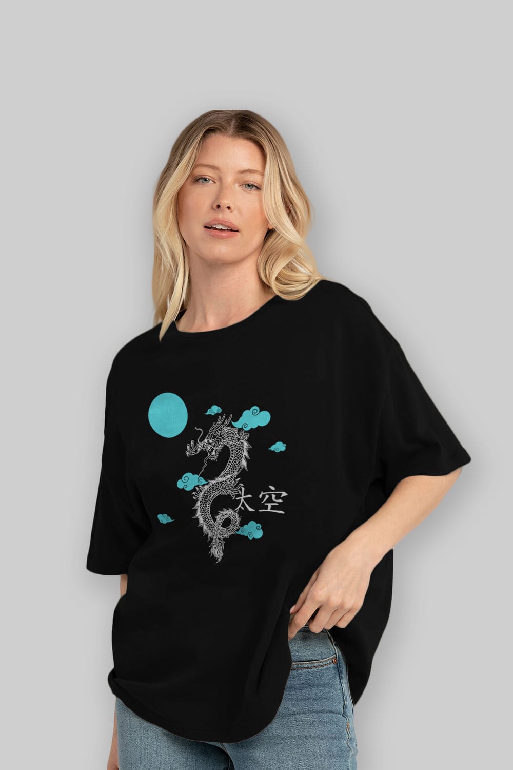 Chinese Dragon Ön Baskılı Oversize t-shirt Erkek Kadın Unisex