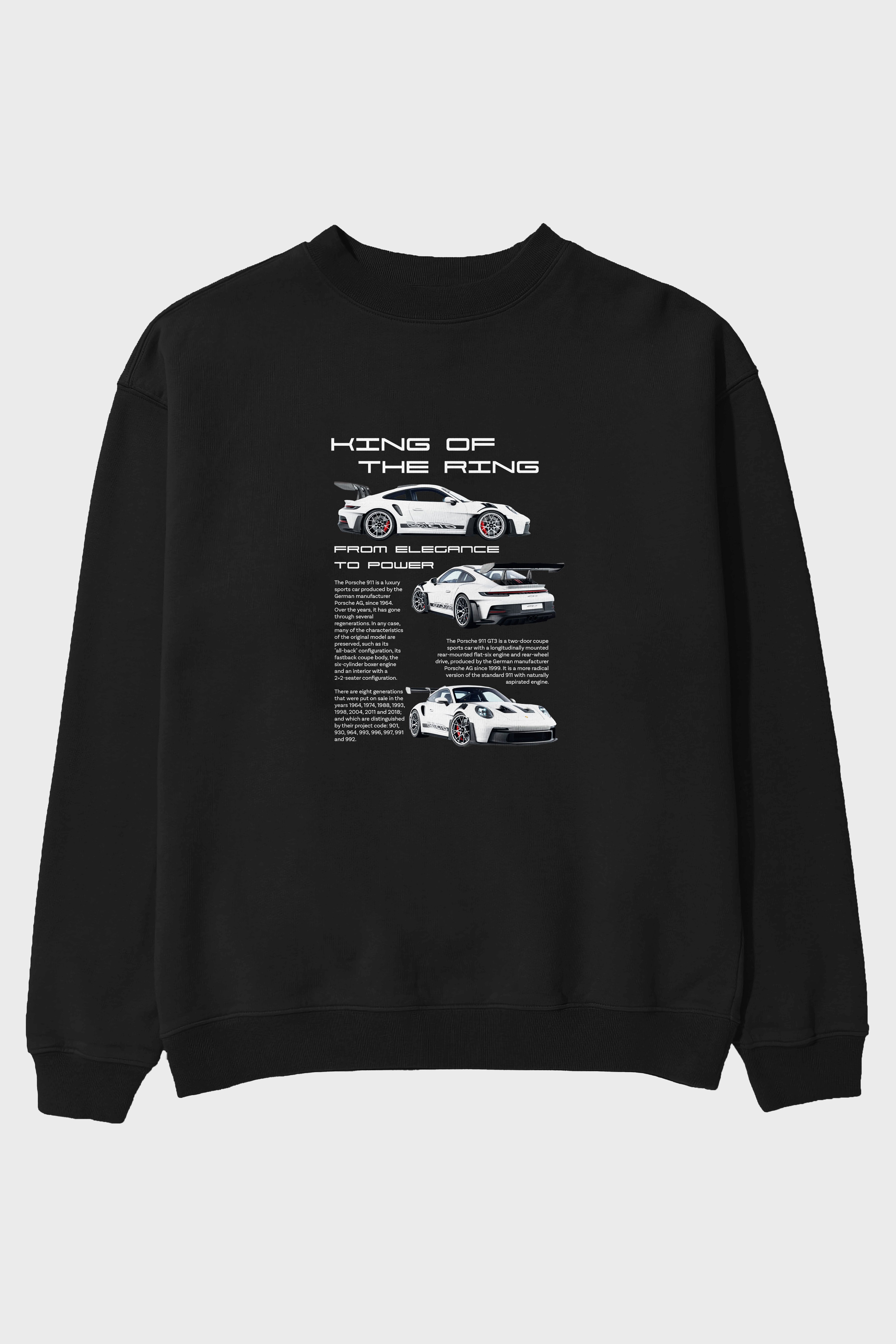 PORSCHE 911 KING Ön Baskılı Anime Oversize Sweatshirt Erkek Kadın Unisex