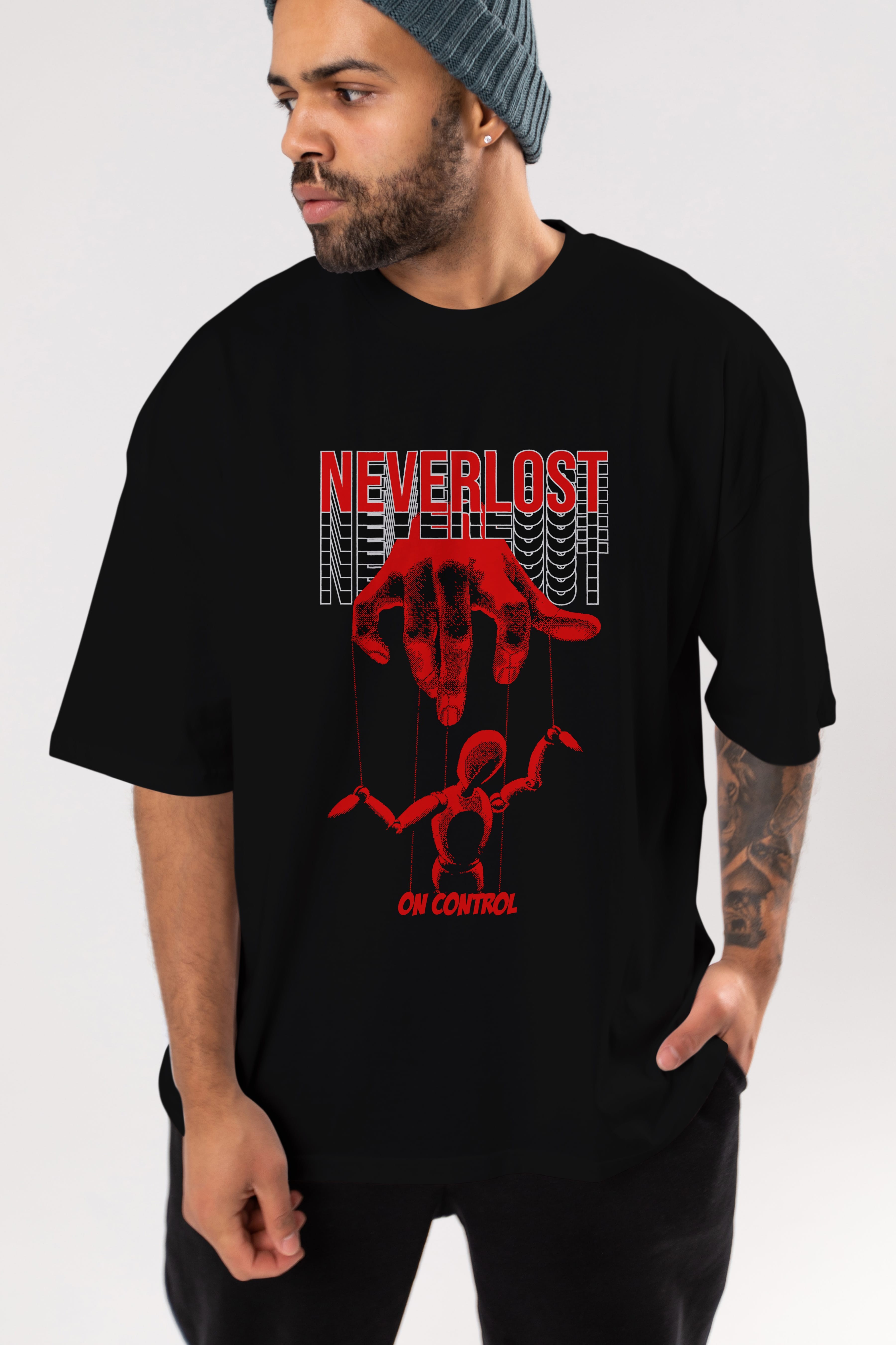 Neverlost on Control Ön Baskılı Oversize t-shirt Erkek Kadın Unisex