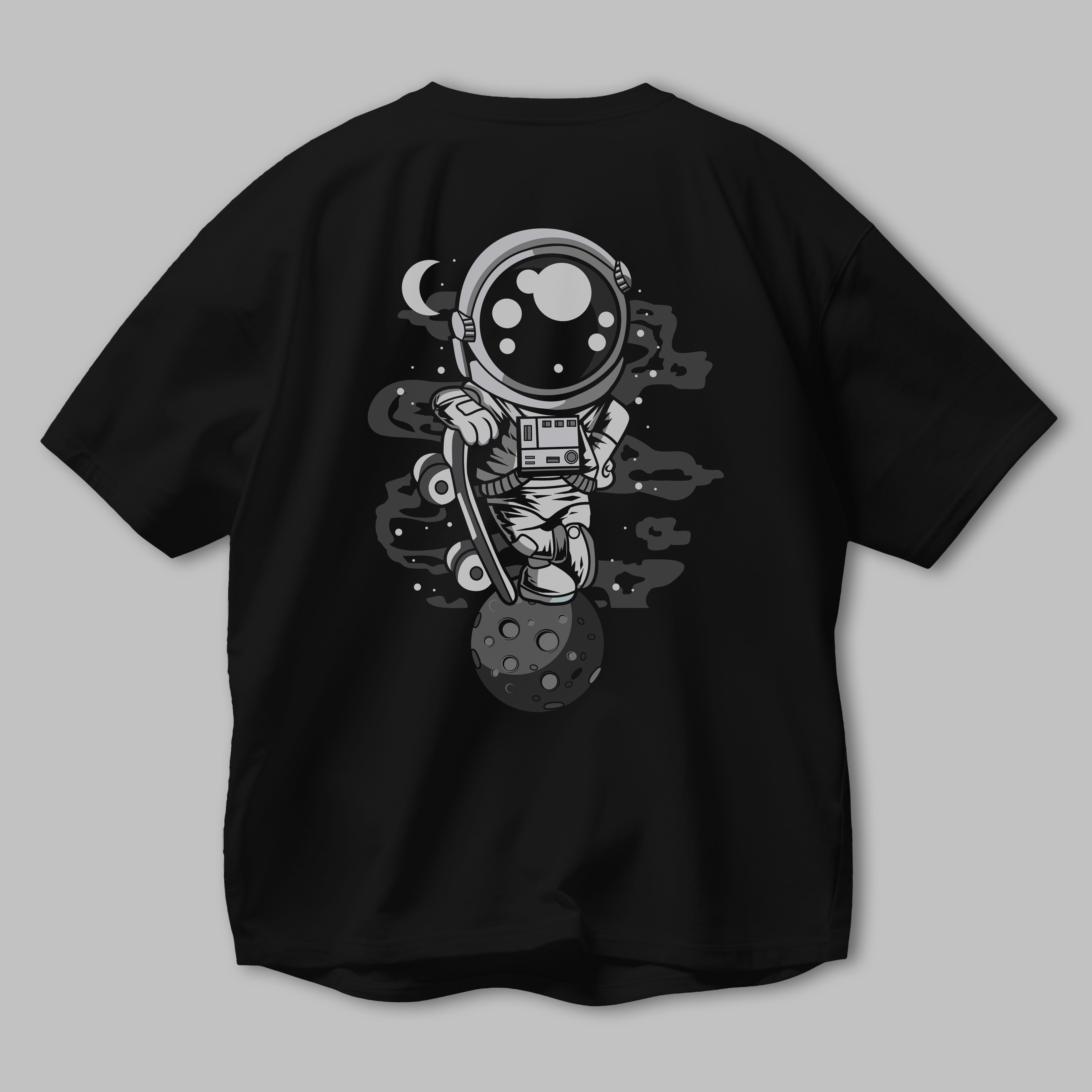 Astronaut Skater Boy Arka Baskılı Oversize t-shirt Erkek Kadın Unisex