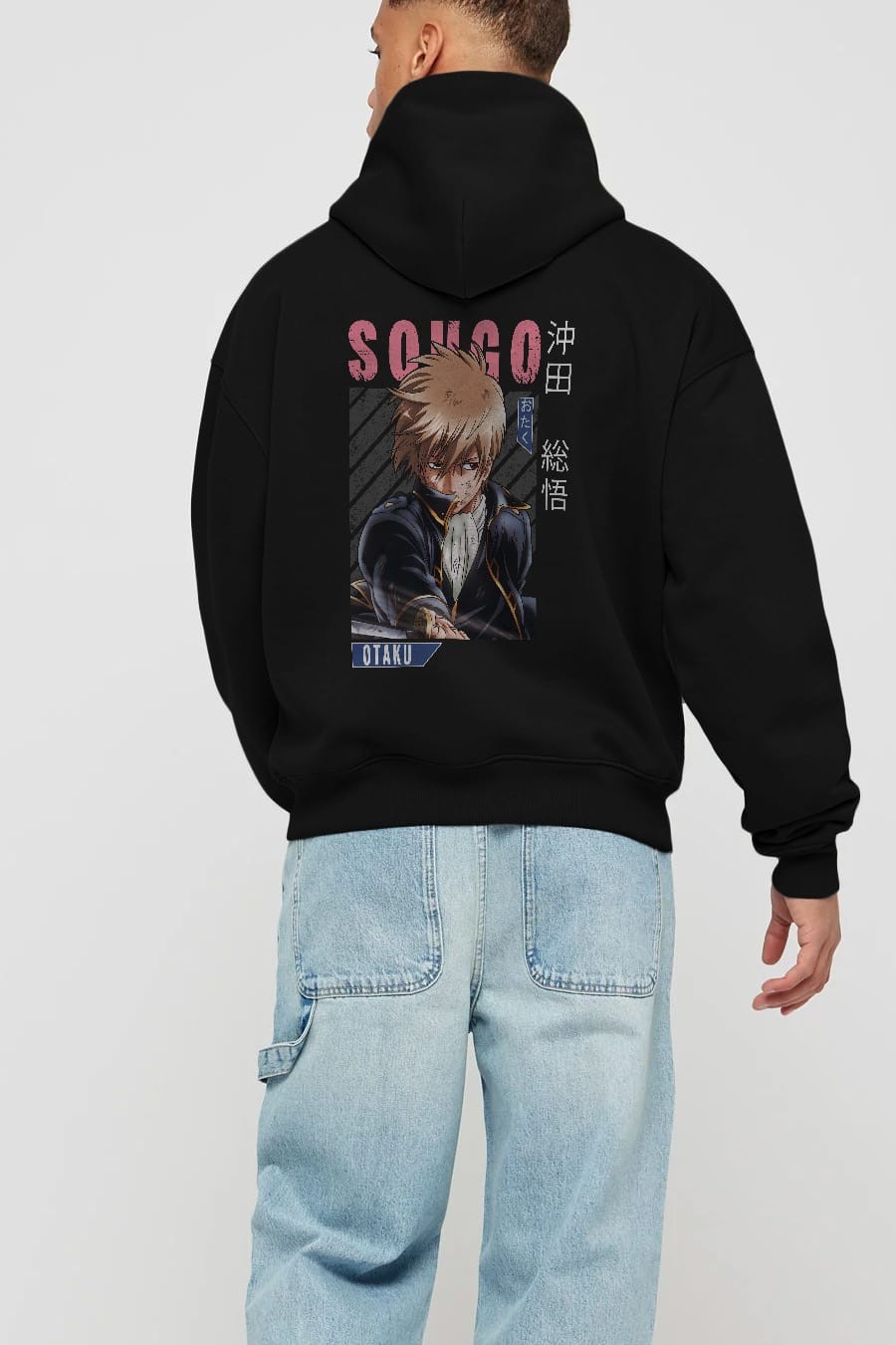 Sougo Okita GINTAMA Anime Arka Baskılı Hoodie Oversize Kapüşonlu Sweatshirt Erkek Kadın Unisex
