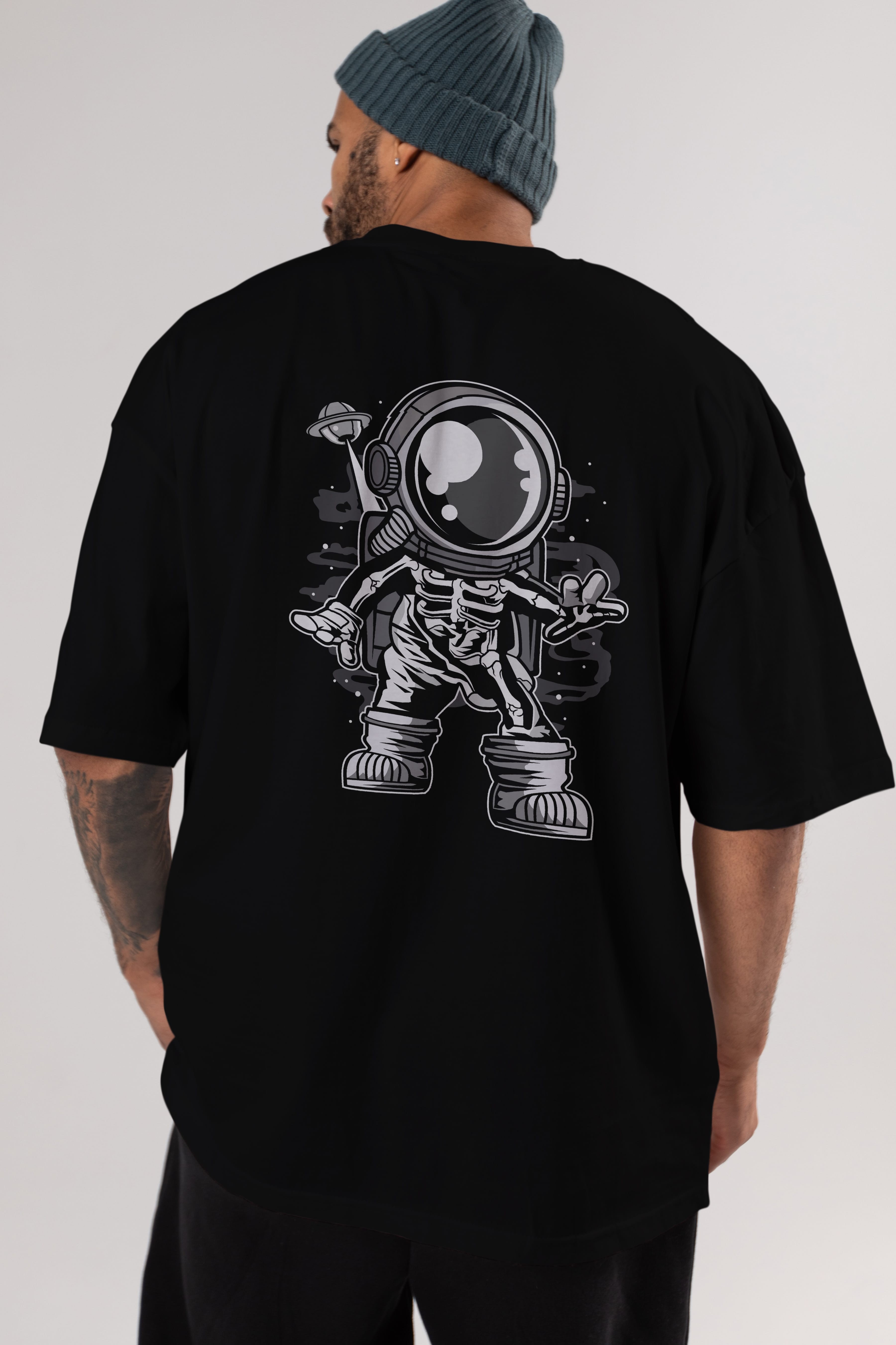 Space Skeleton Arka Baskılı Oversize t-shirt Erkek Kadın Unisex