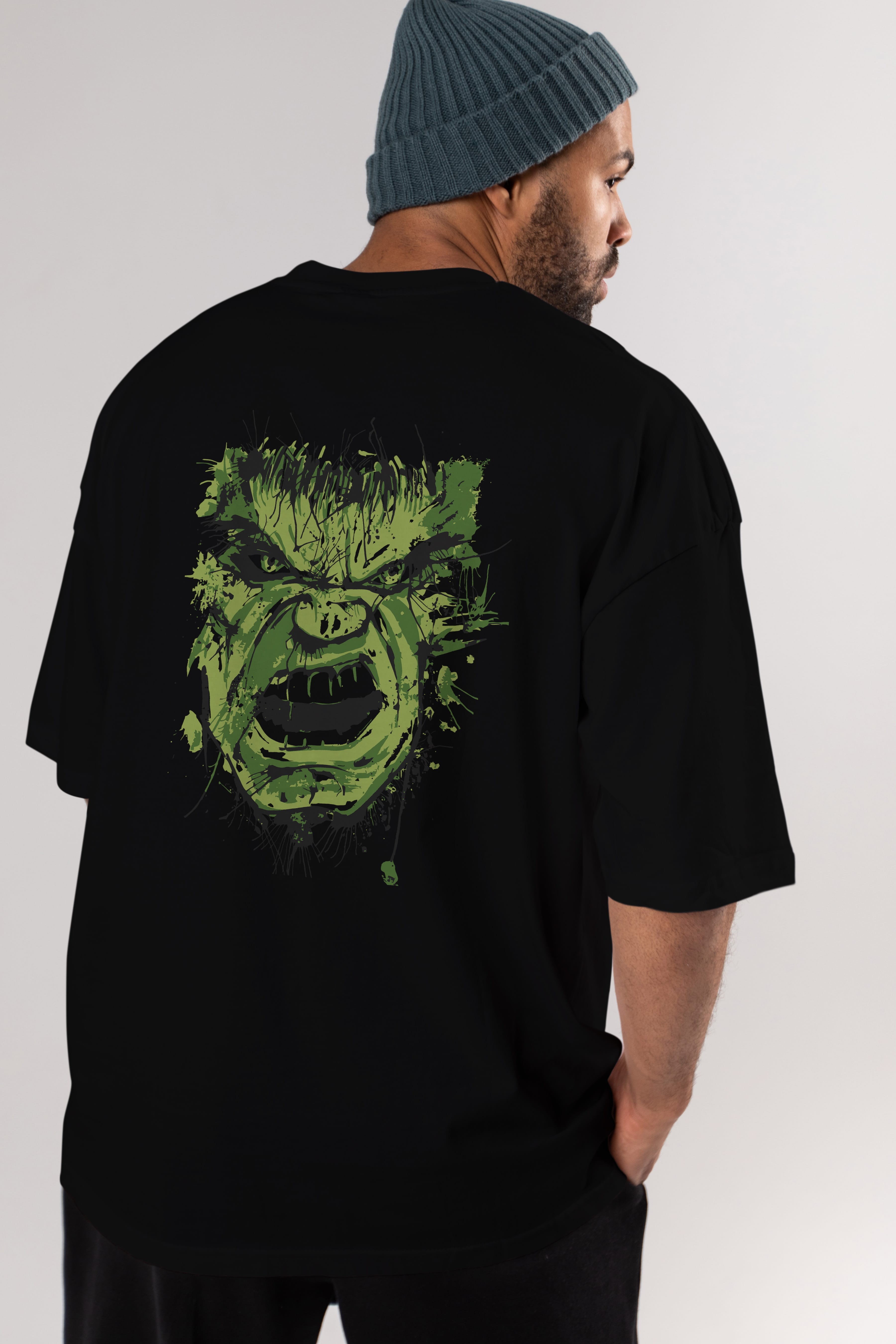 Hulk (4) Arka Baskılı Oversize t-shirt Erkek Kadın Unisex %100 Pamuk Bisiklet Yaka tişort