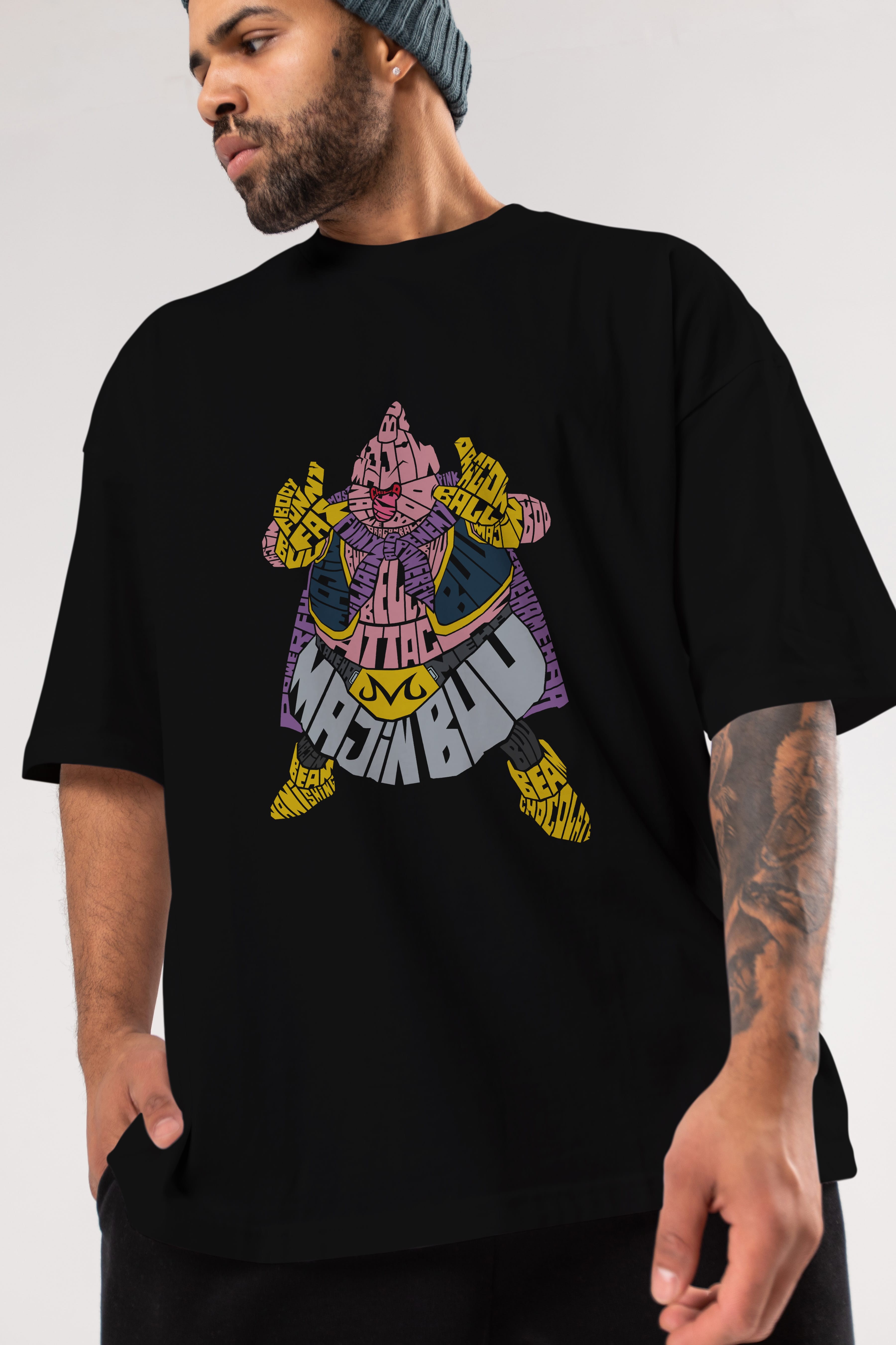 Majin Buu Ön Baskılı Oversize t-shirt %100 pamuk Erkek Kadın Unisex