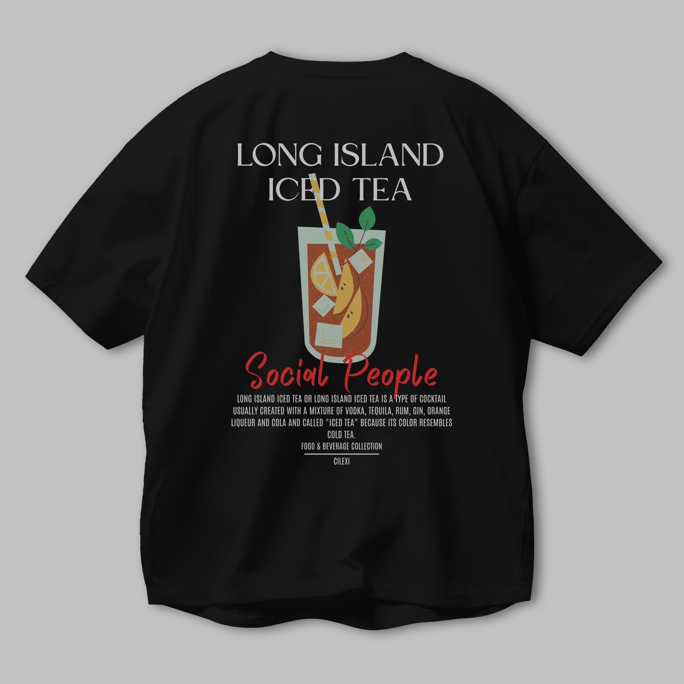 Long Island ıced tea Kokteyl Serisi Baskılı Oversize t-shirt Erkek Kadın Unisex %100 Pamuk Bisiklet Yaka tişort