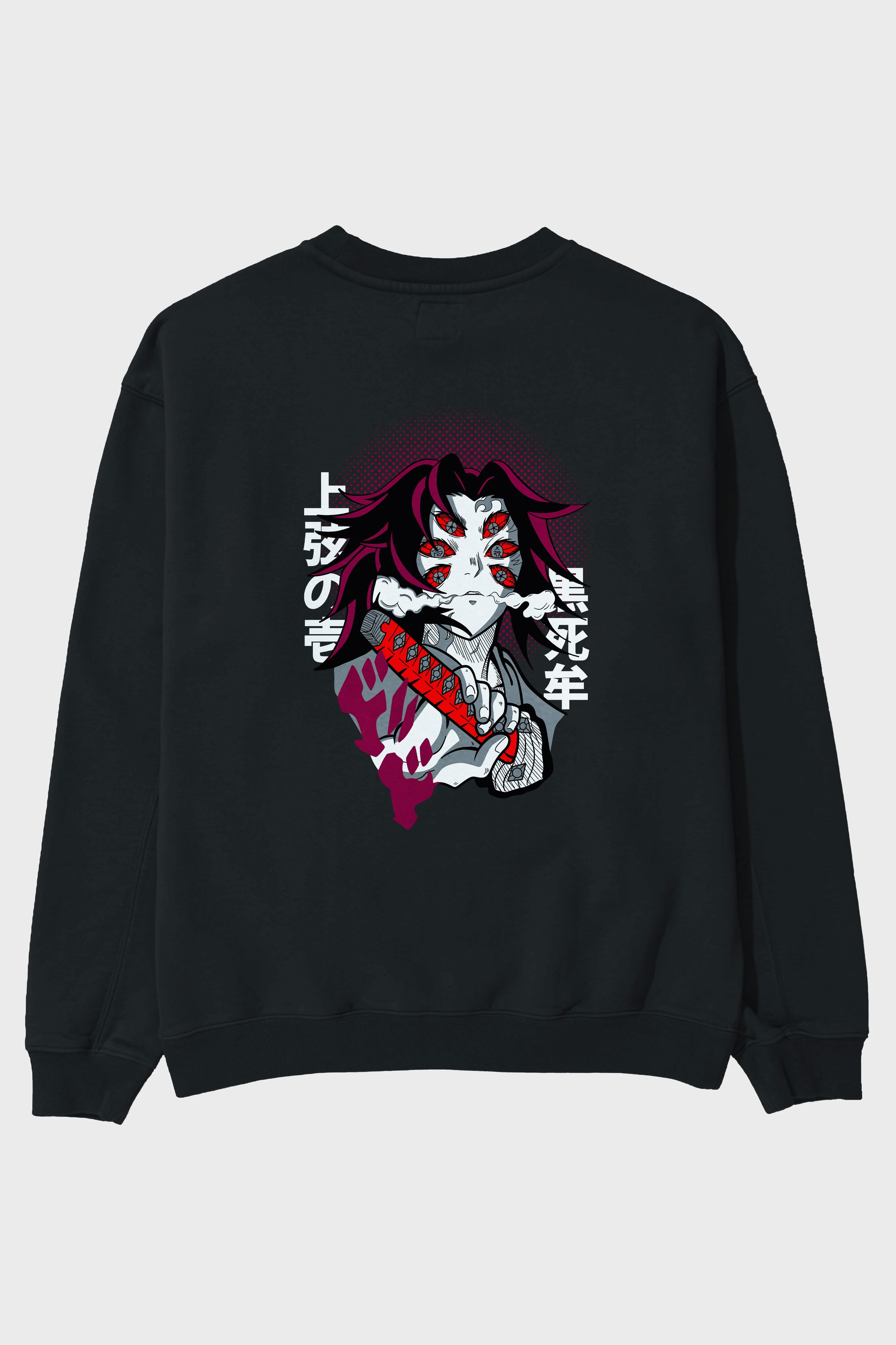 kokushibo DEMON SLAYER Anime Arka Baskılı Oversize Sweatshirt Erkek Kadın Unisex