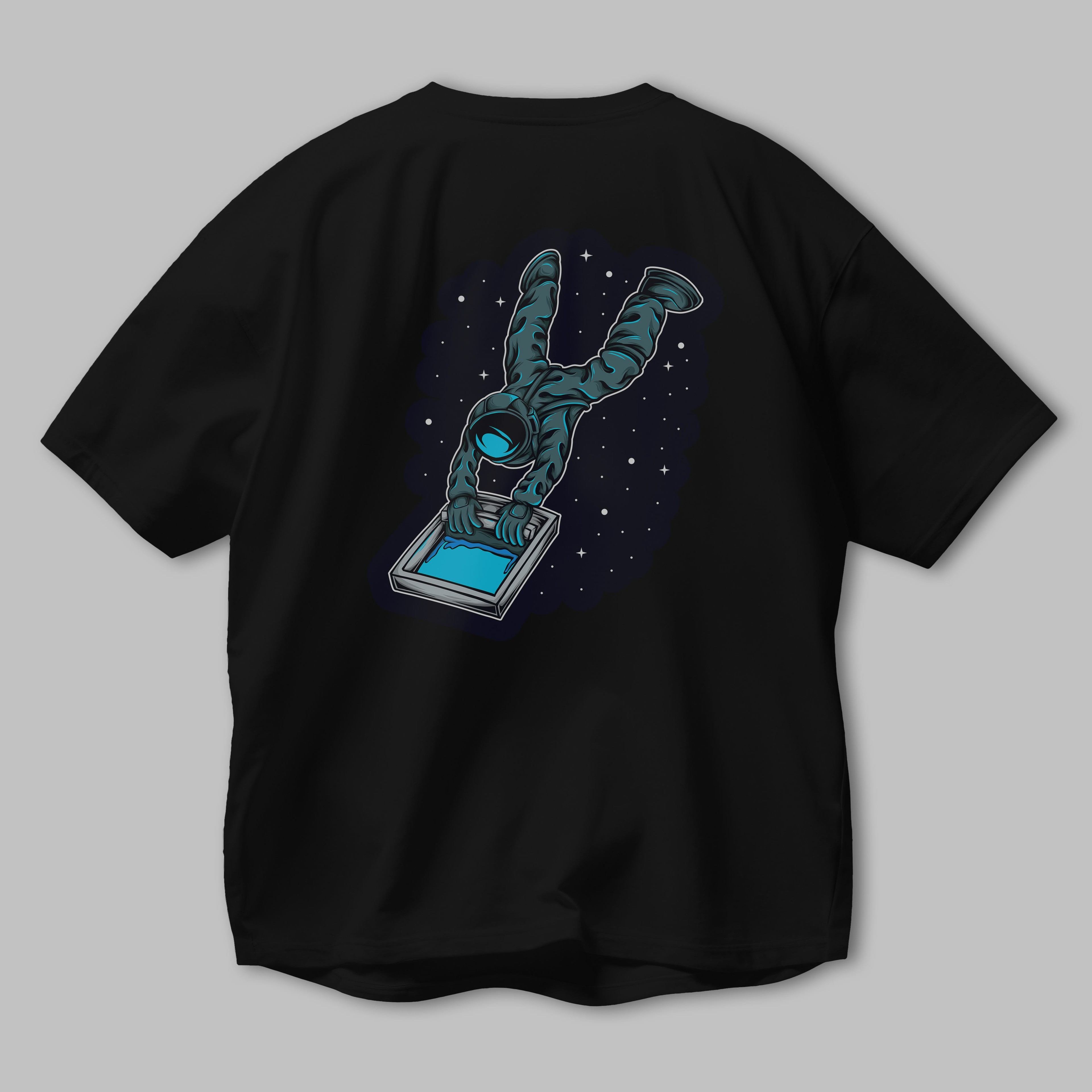 Astroscreen Sticker Arka Baskılı Oversize t-shirt Erkek Kadın Unisex