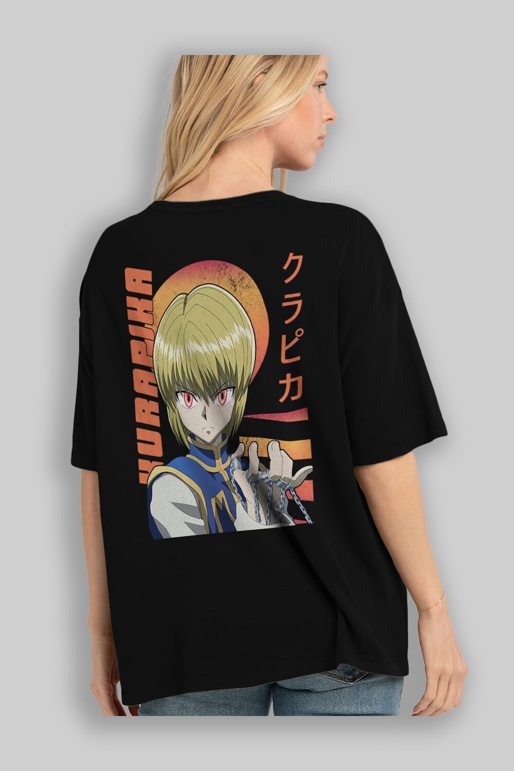 Kurapika 5 (2) Anime Arka Baskılı Oversize t-shirt Erkek Kadın Unisex