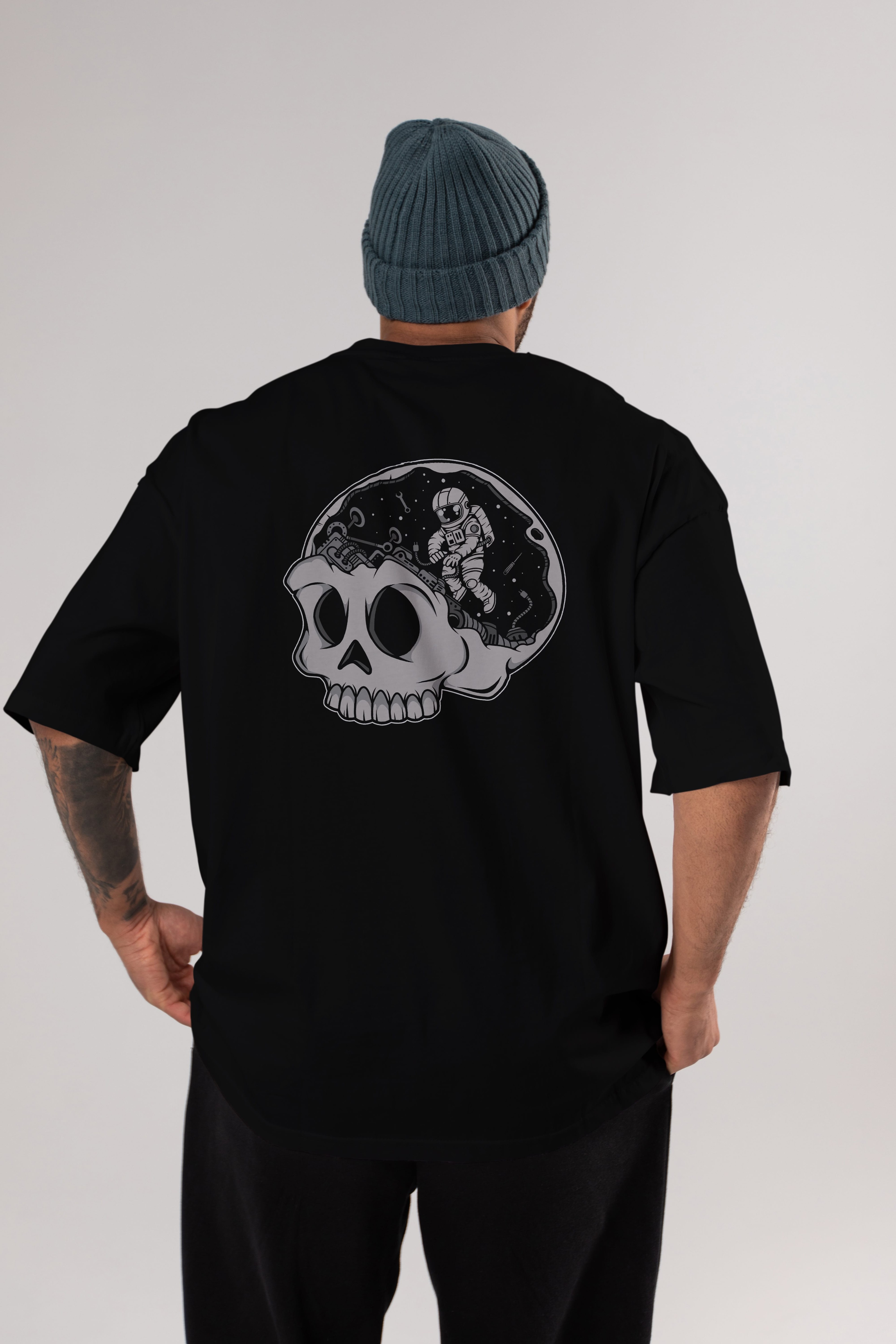 Astronaut Skull Brain Arka Baskılı Oversize t-shirt Erkek Kadın Unisex