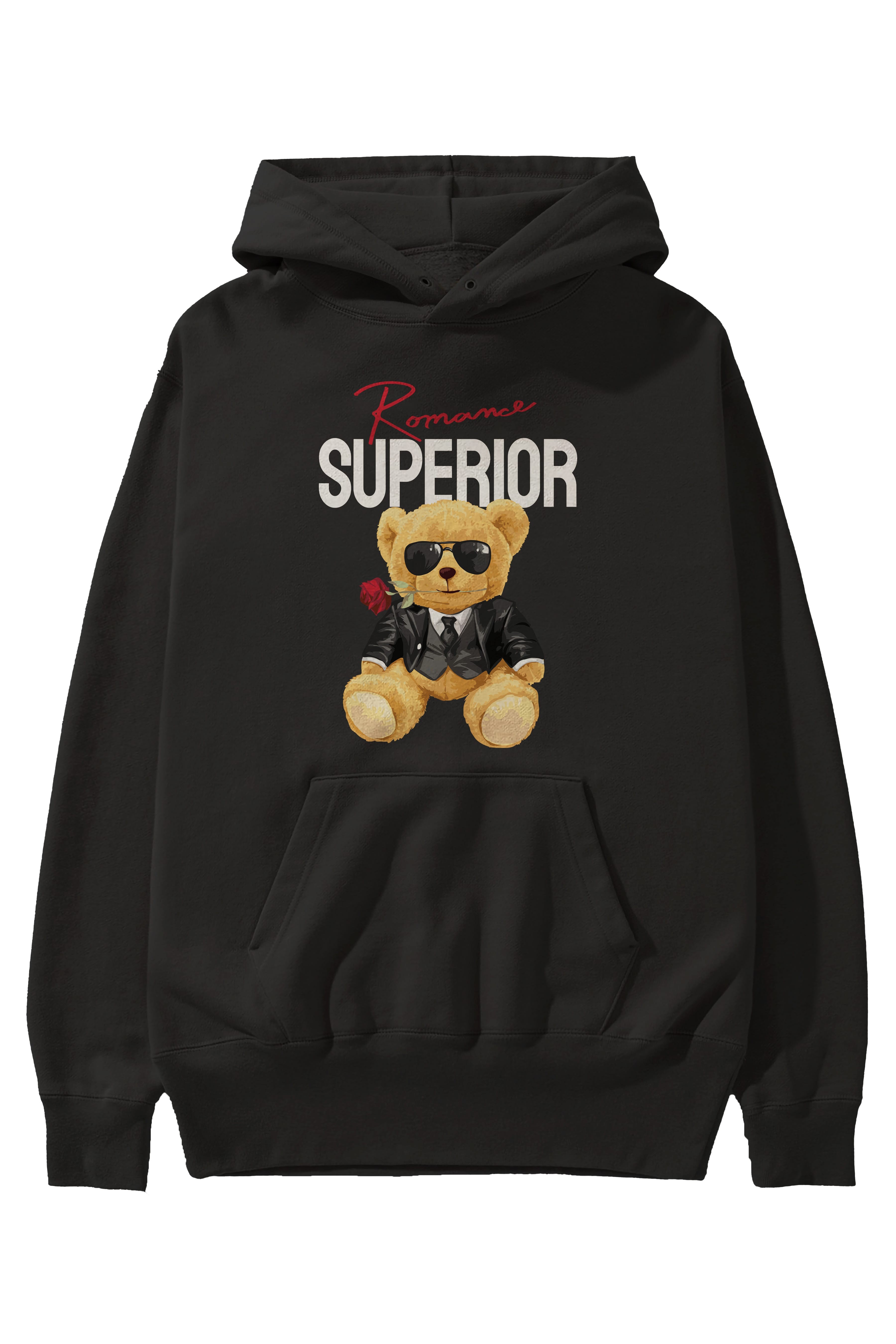 Teddy Bear Romance Superior Ön Baskılı Hoodie Oversize Kapüşonlu Sweatshirt Erkek Kadın Unisex