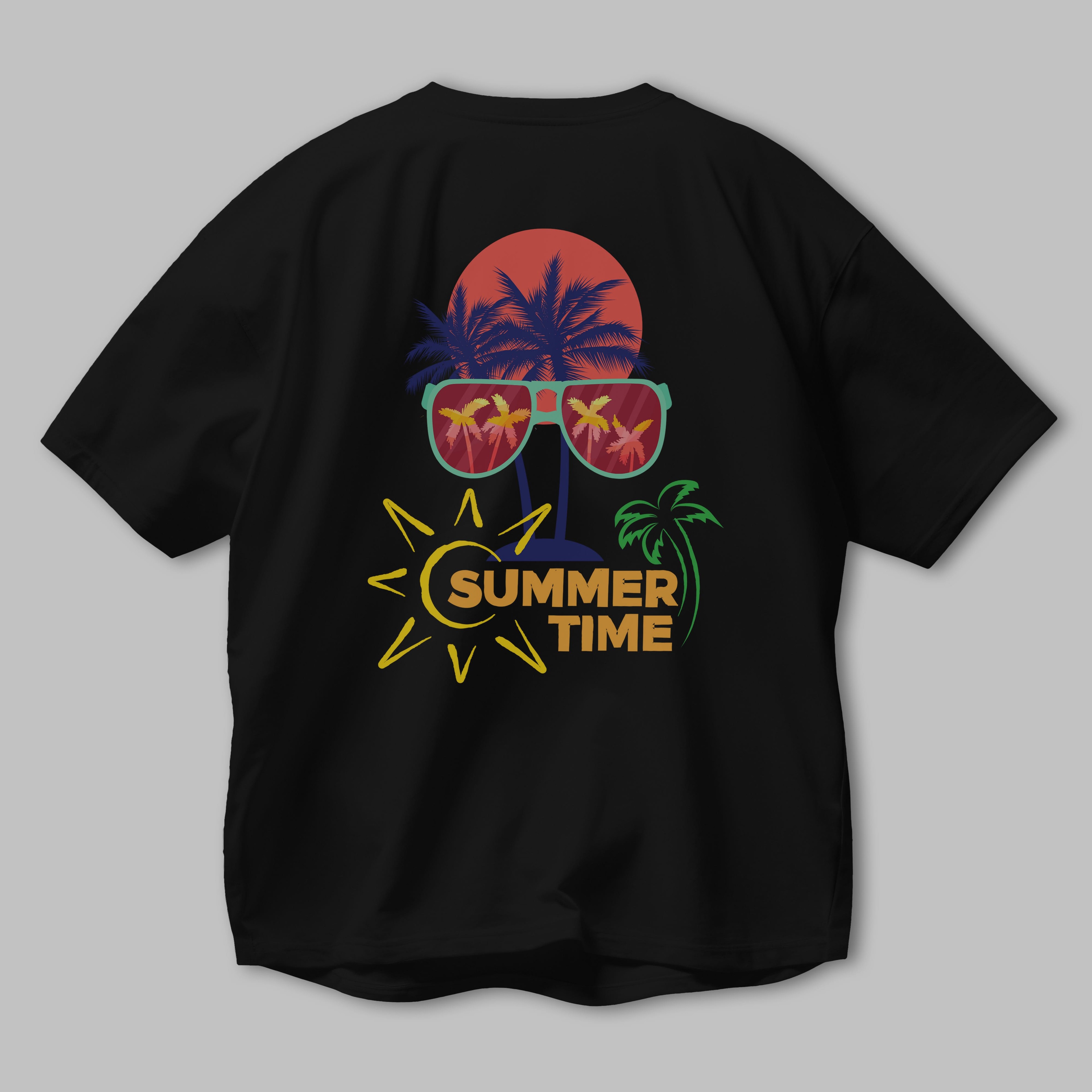 Summer Time Yazılı Arka Baskılı Oversize t-shirt Erkek Kadın Unisex